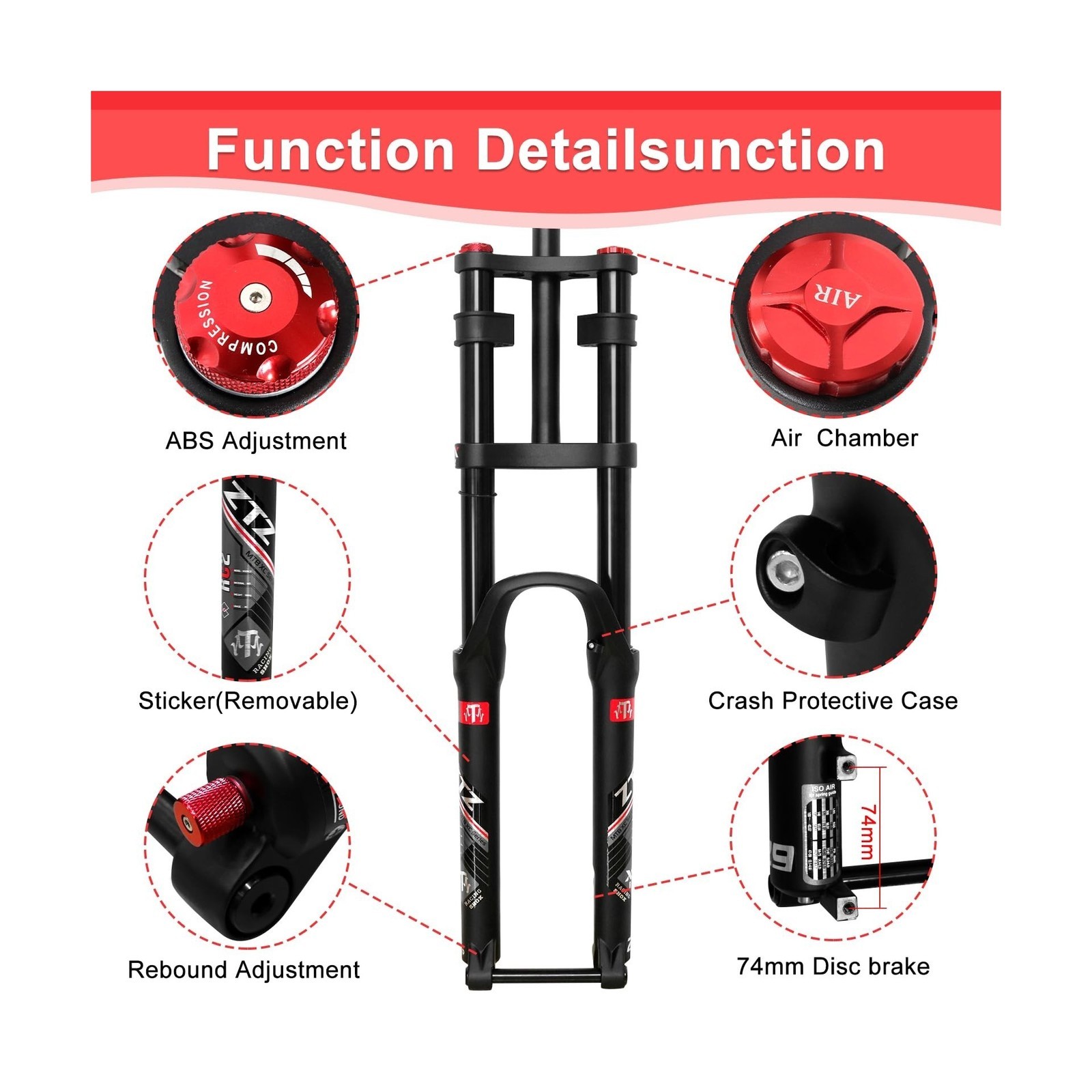 27.5″ Thru Axle Boost Mountain Bike Air Suspension Fork;1-1/8 Straight Steerer