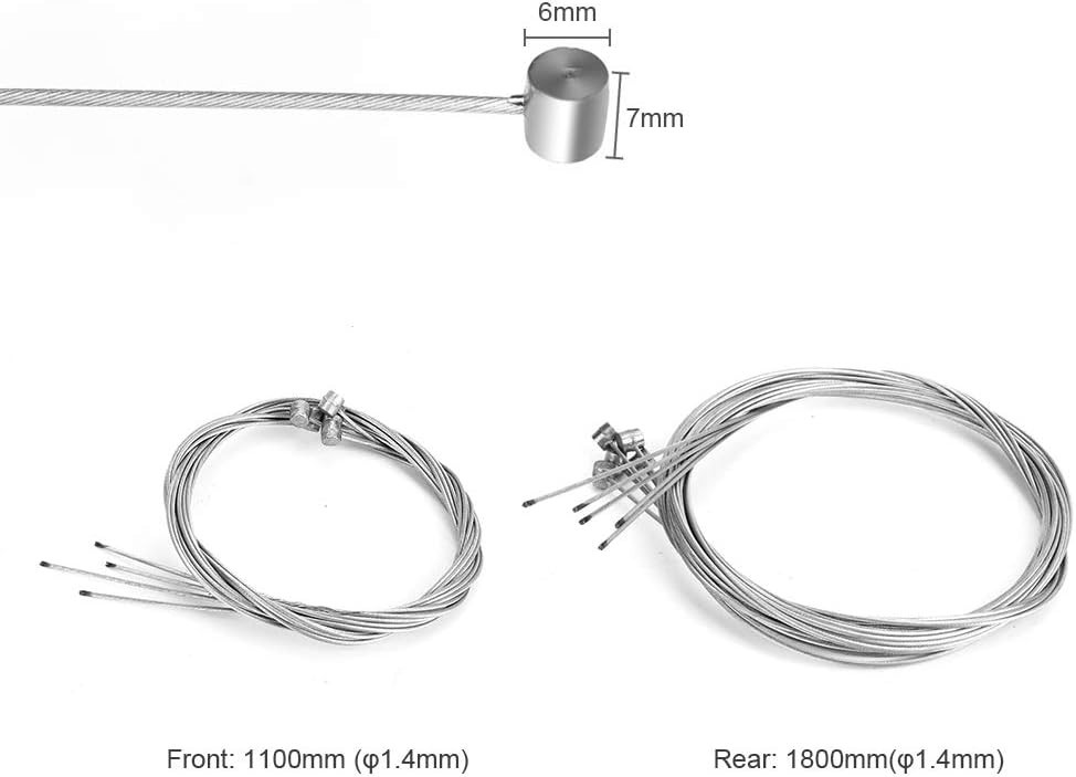 Bicycle Brake Cable Kit 10 Count for MTB and BMX Silver Zinc-Coated