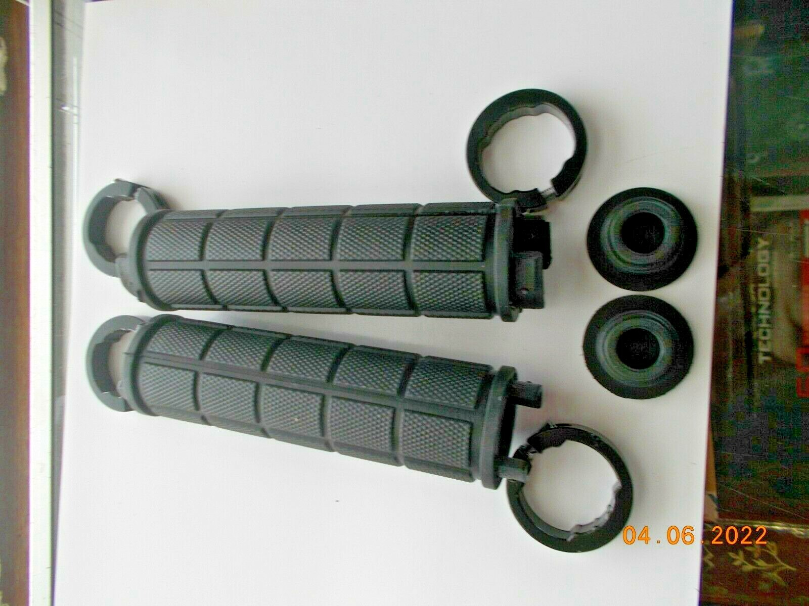 New Set of Bicycle Locking Handlebar Grips, Black, with end caps