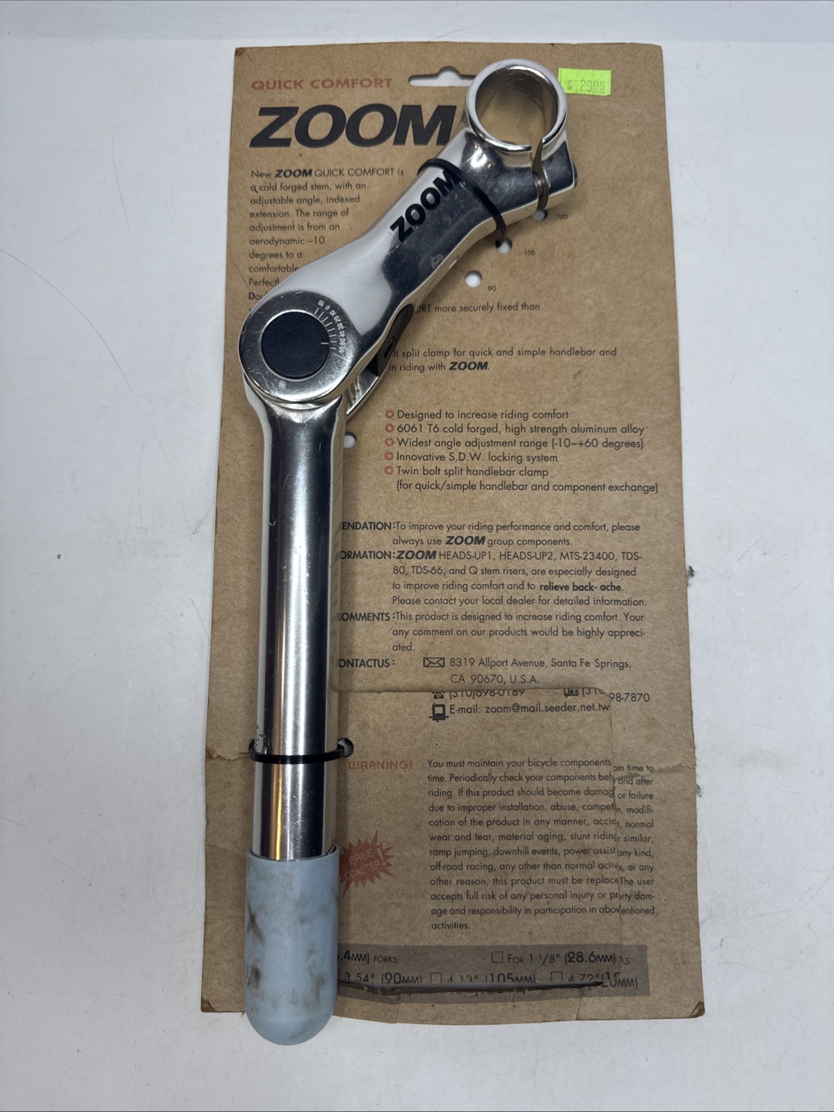 Zoom Quick Comfort Adjustable 120mm Extension 180 Length 80-150 Deg #u3