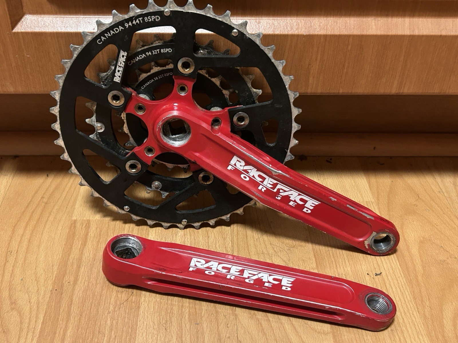 Vintage Race Face Turbine Forged Crankset RED 175mm 22 32 44T 8 Speed 90s MTB