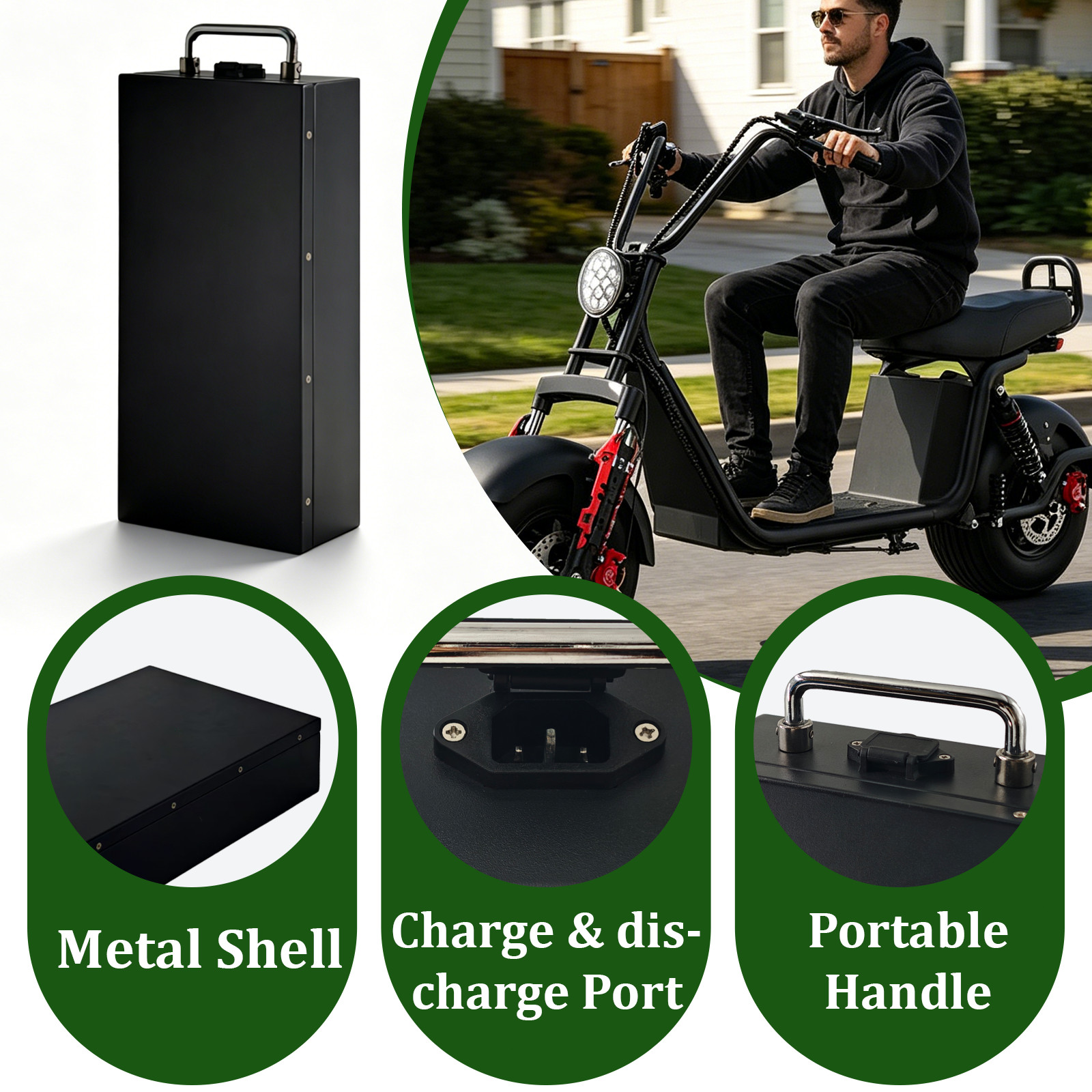 60V 20Ah Fat Tire Ele ct ric Scoo ter Battery for 100-1000W Motorcycles