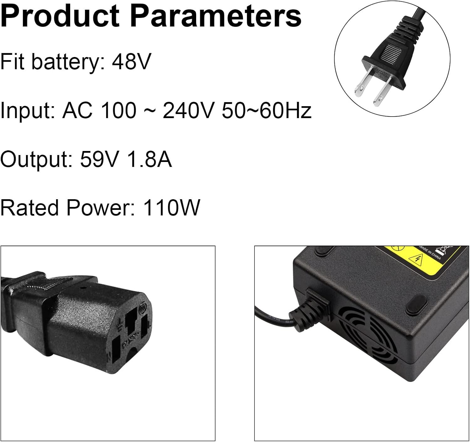 Cargador de batería de plomo ácido de 48 V 12 AH para bicicleta eléctrica, motor