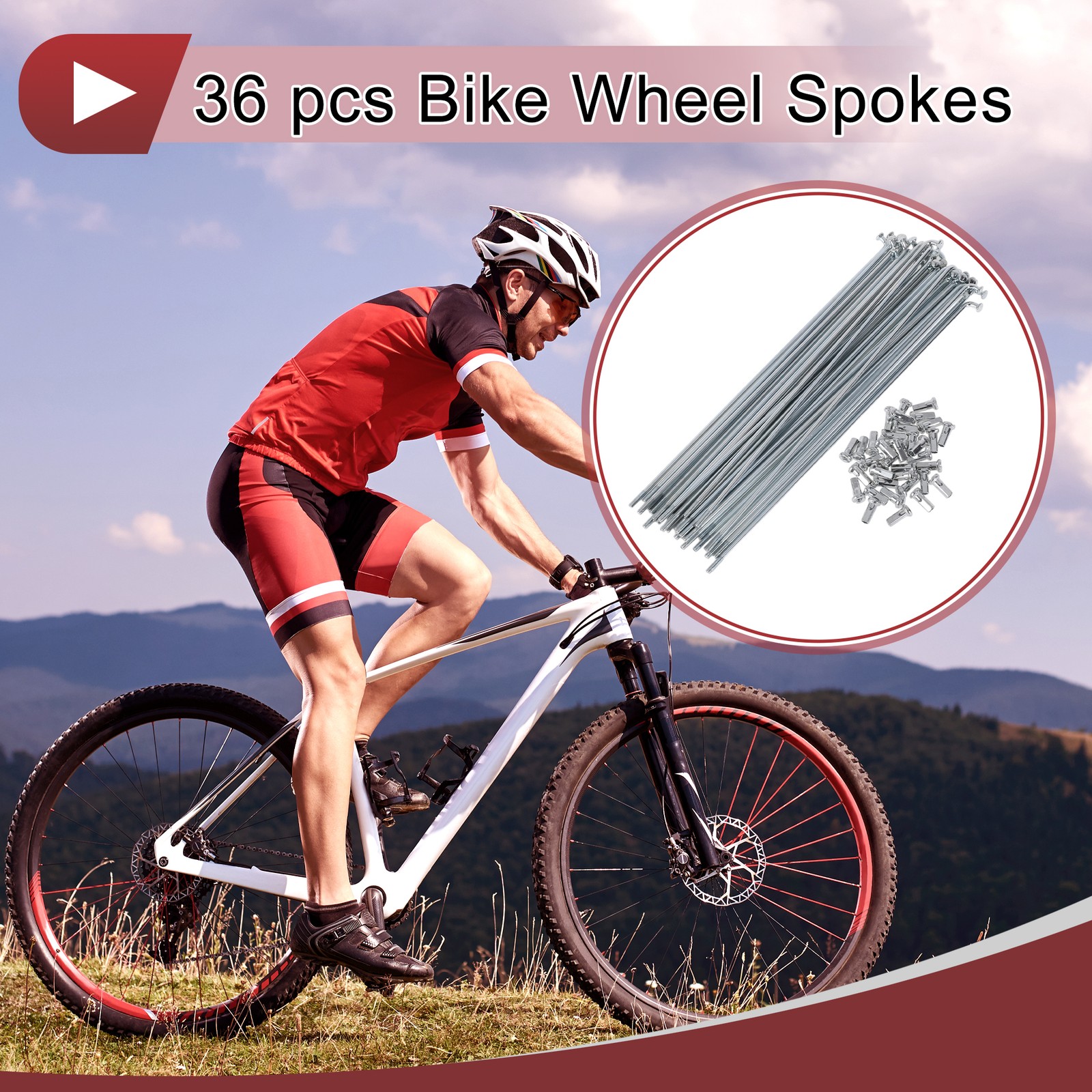 36 Set 12G Bicycle Spokes 185mm Bike Wheel Spokes 45 Steel Galvanized