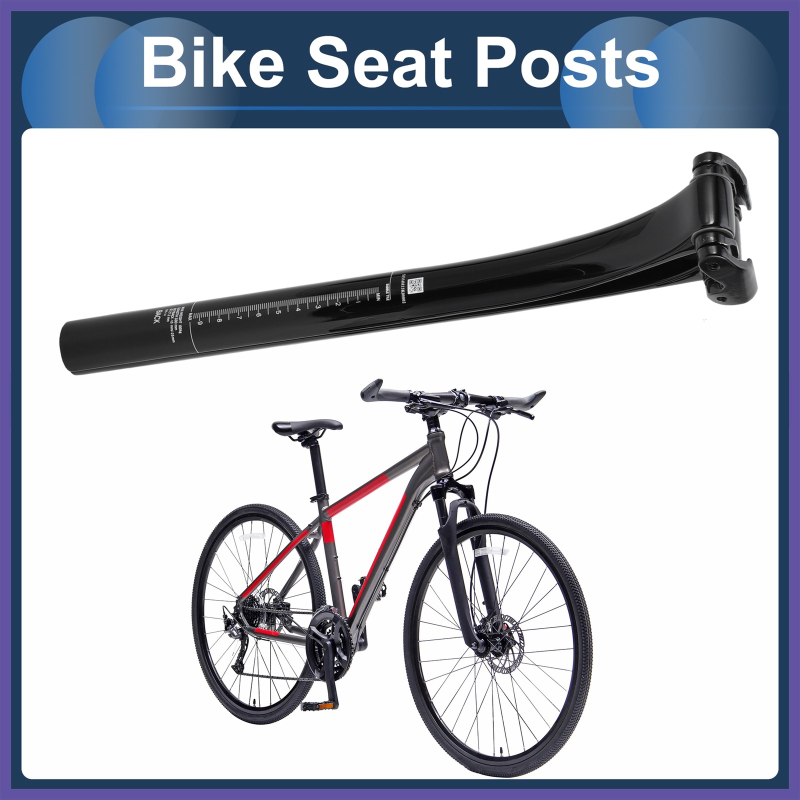 Bike Seat Posts 27.2x330mm Carbon Fiber Adjustable Angle Seat 12 mm