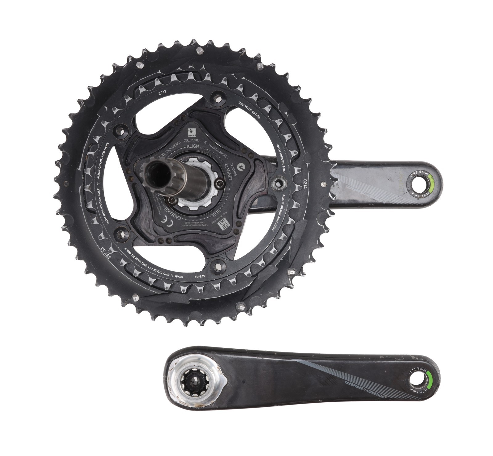 SRAM Quarq ELSA GXP 2 x 11 Speed Road Bike Power Meter Crankset 53/39T 130 BCD