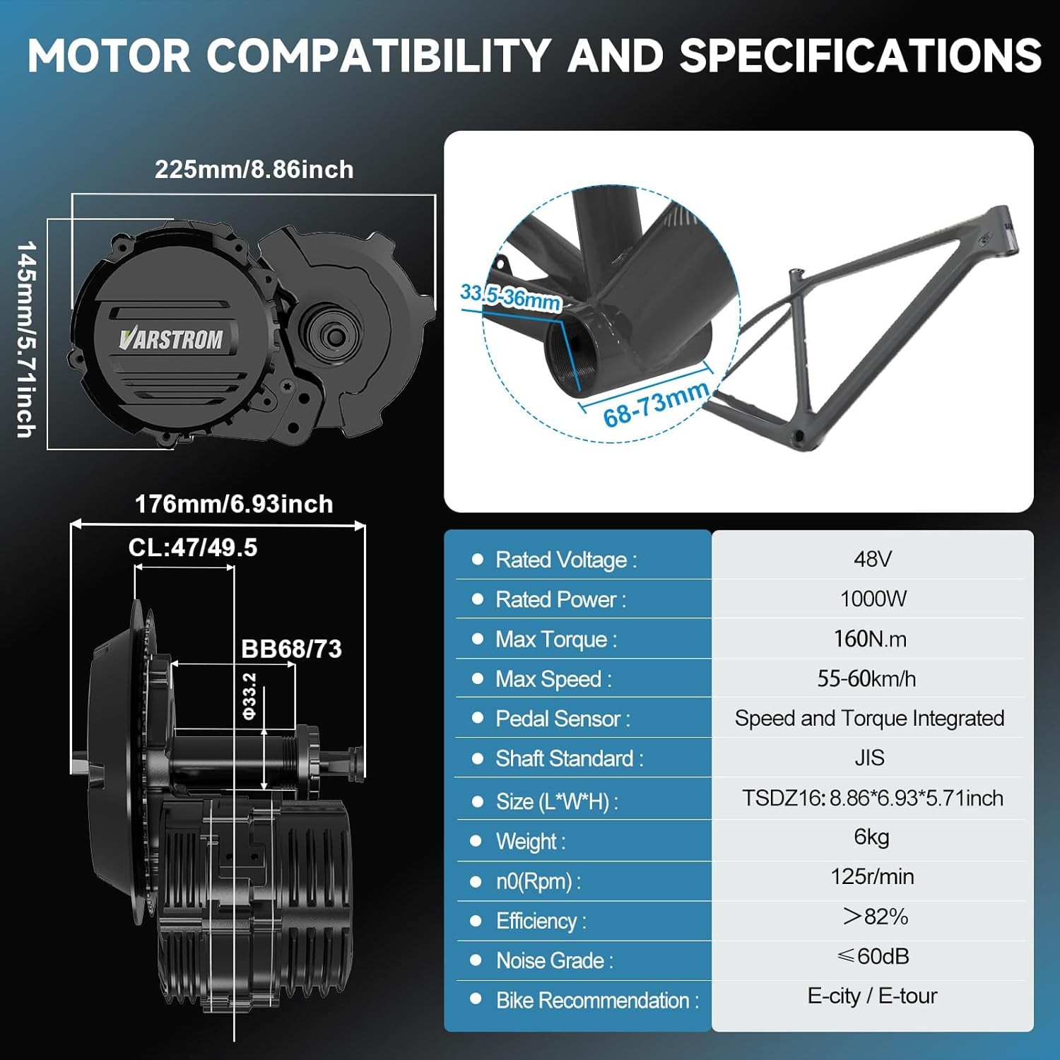 Tongsheng Mid Drive Motor Kit 48V1000W e-bicycle Conversion Engine torque sensor