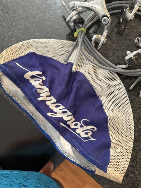 Vtg.Campagnolo Chorus Skeleton & Record Brake Caliper Lot w/ Vintage Cycling Cap