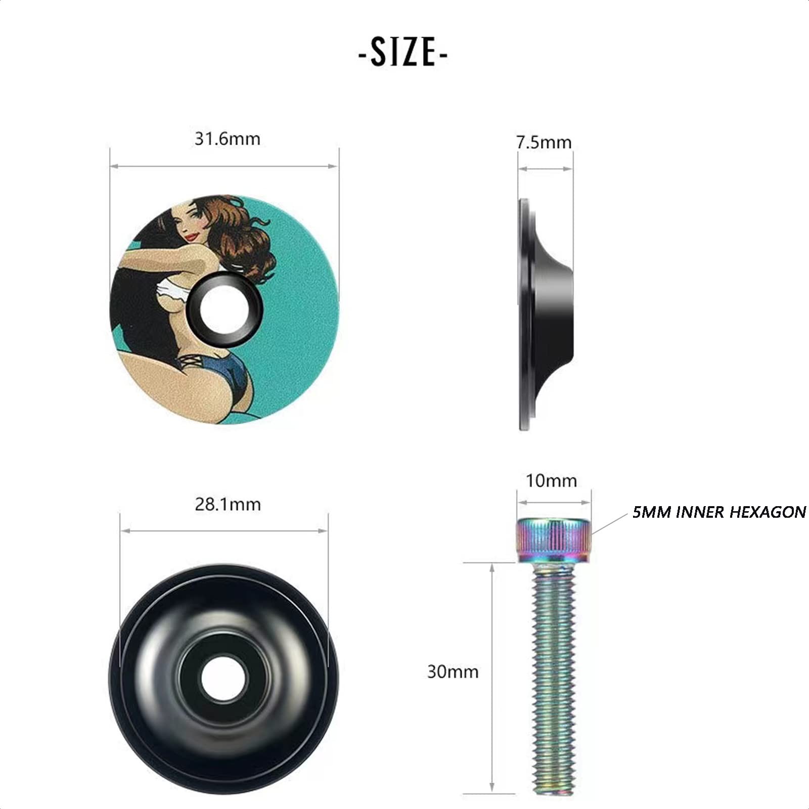 1 1/8 Inch Bike Headset Top Cap Front Fork Stem Top Cover Bowl Aluminum Alloy…