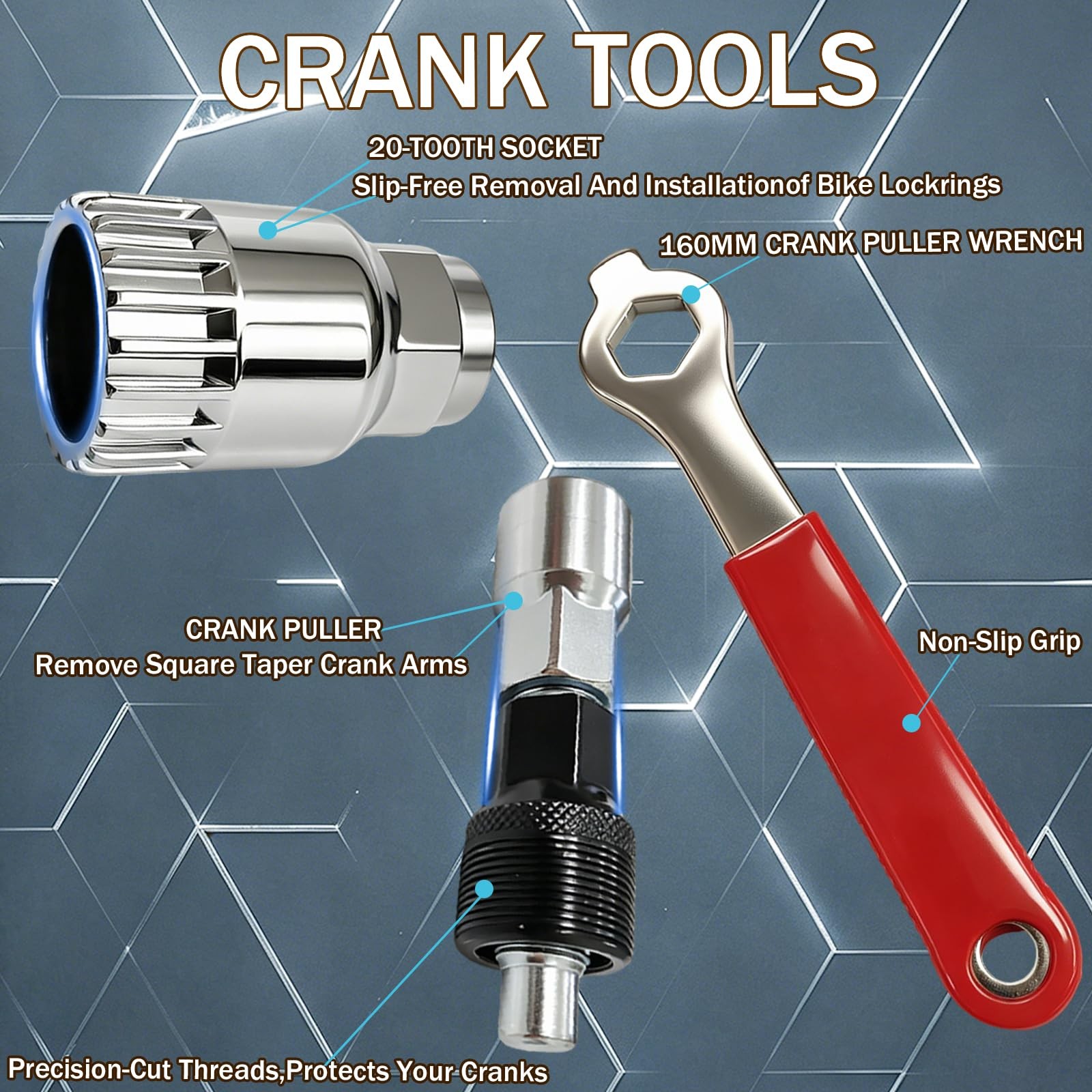 Black Crank Puller and Bottom Bracket Remover Bike Tool Set