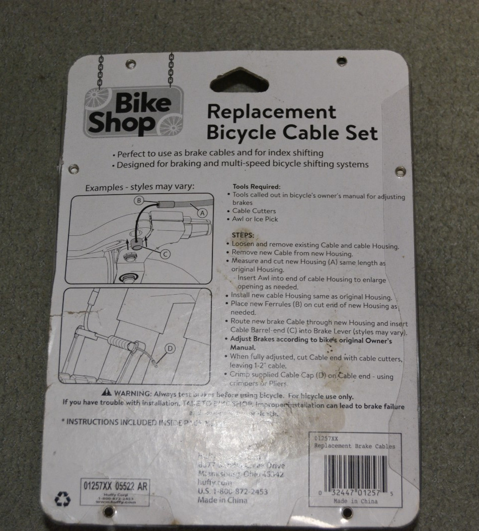 BIKE SHOP REPLACEMENT BICYCLE CABLE SET ~ Cable Housing and Cables FREE SHIP USA