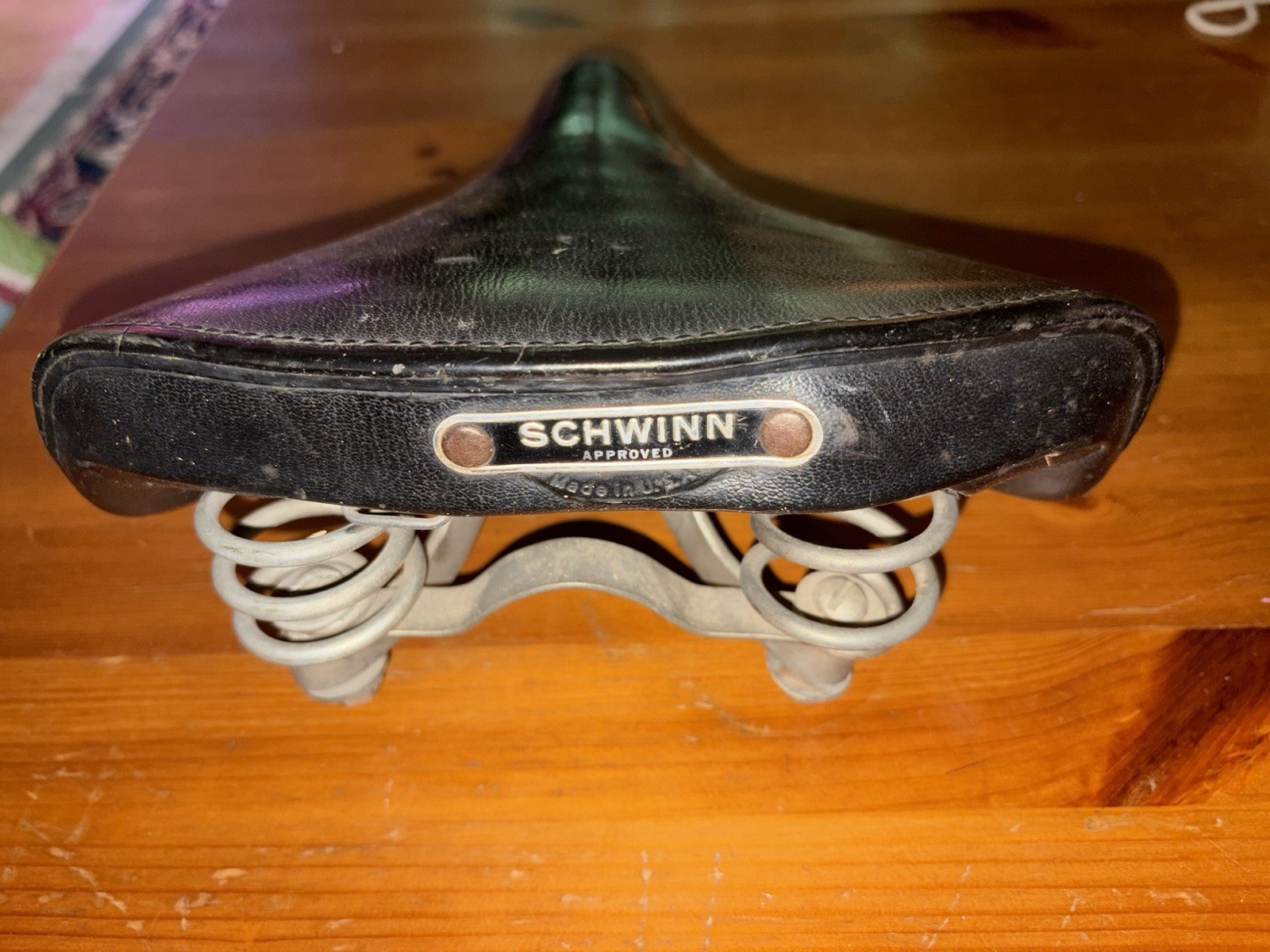 1966 Vintage Schwinn Approved Riveted Black Dual Spring Bicycle Seat Saddle VGC