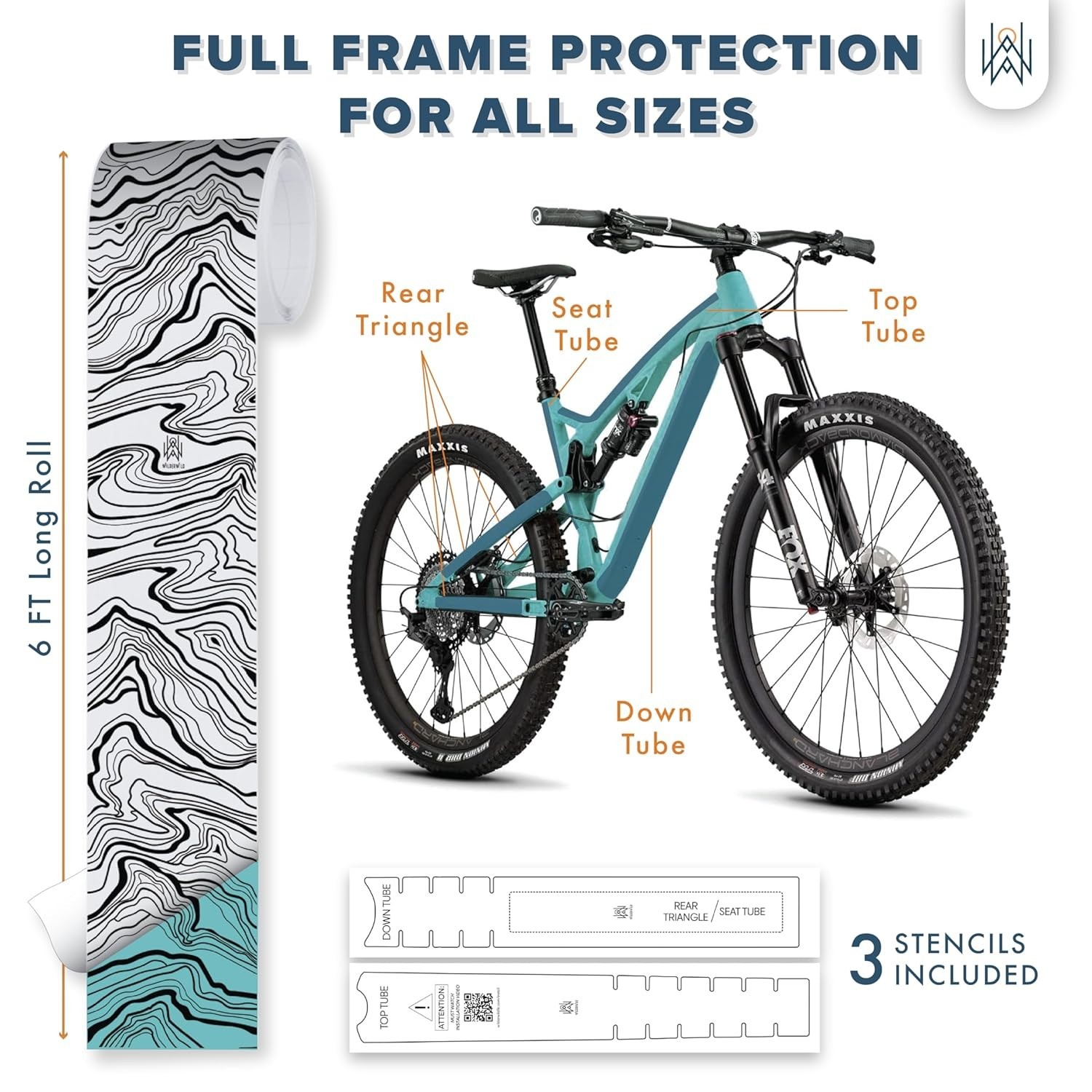 Bike Frame Protection Tape – Topographic Marble Vinyl Wrap*/`