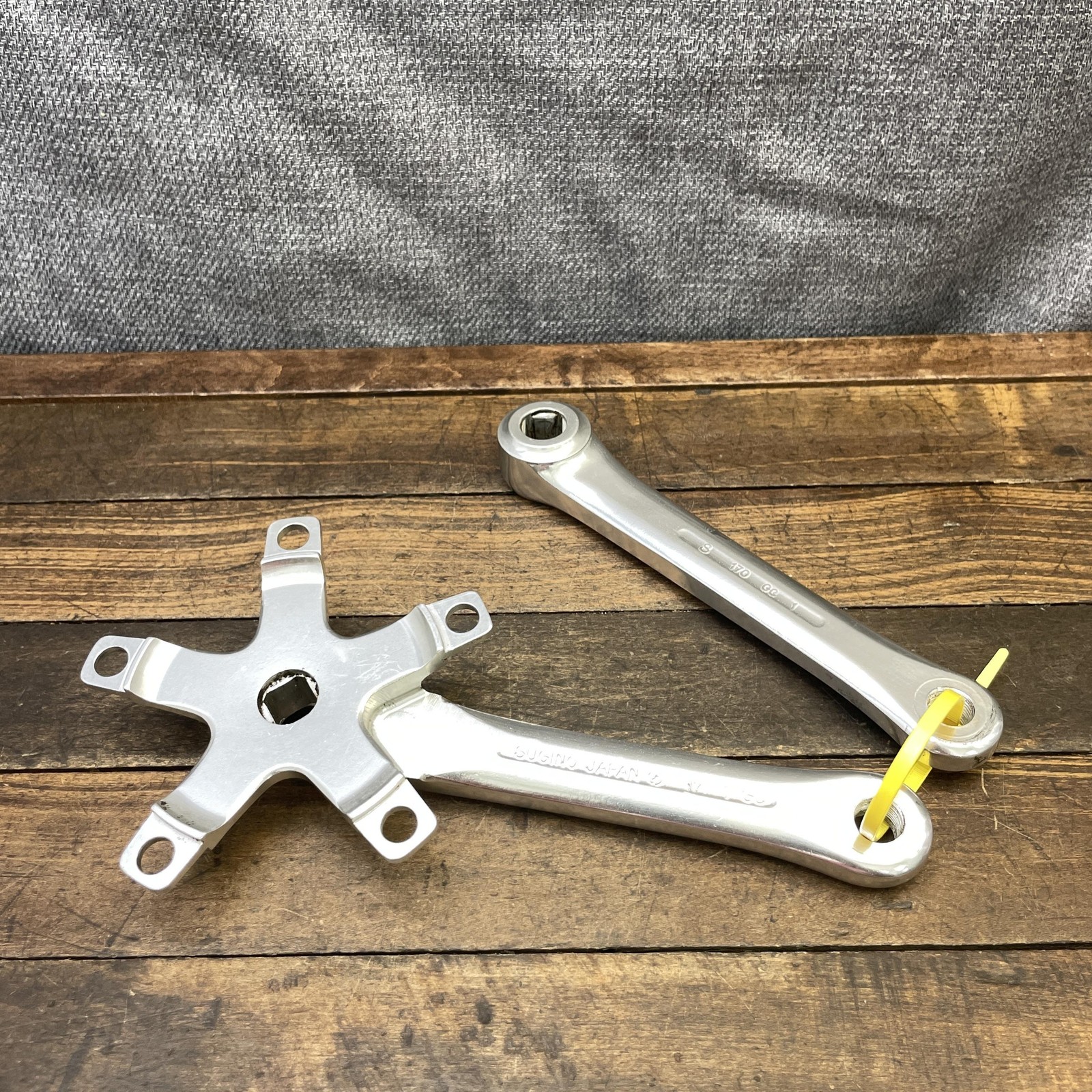 Vintage Fuji Crankset 170mm 110 BCD Sugino GT 80s Bike Silver Japan