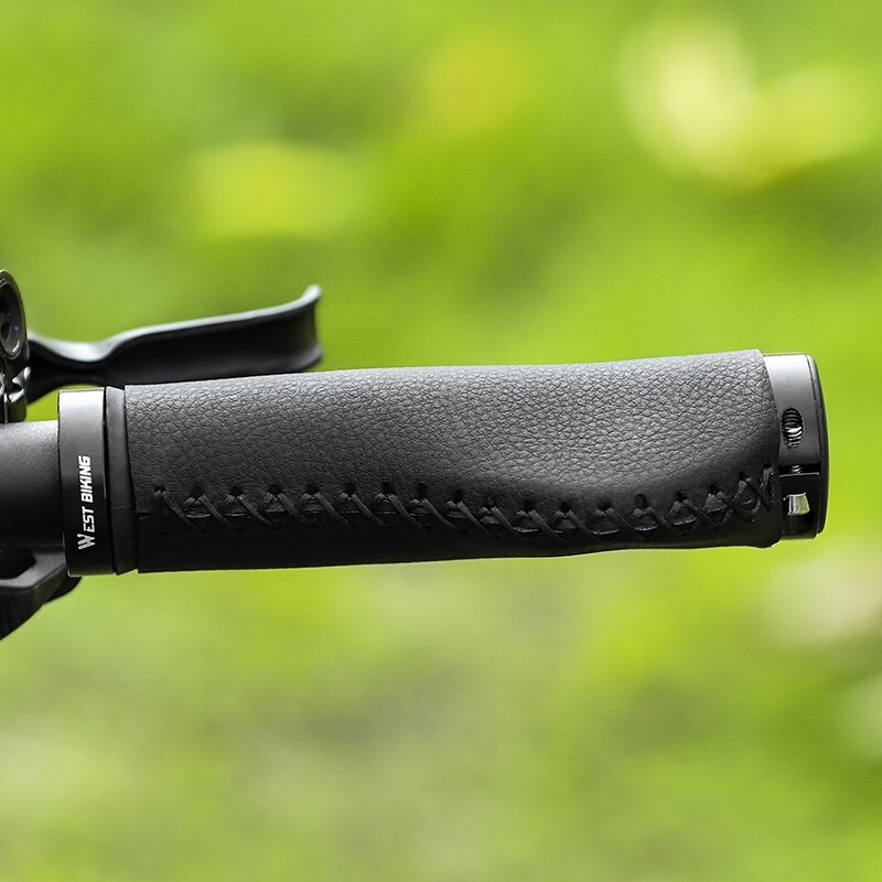 WEST BIKING MTB Fahrradgriffe Lock-on Leder Fahrrad Griff 22.2mm Schwarz