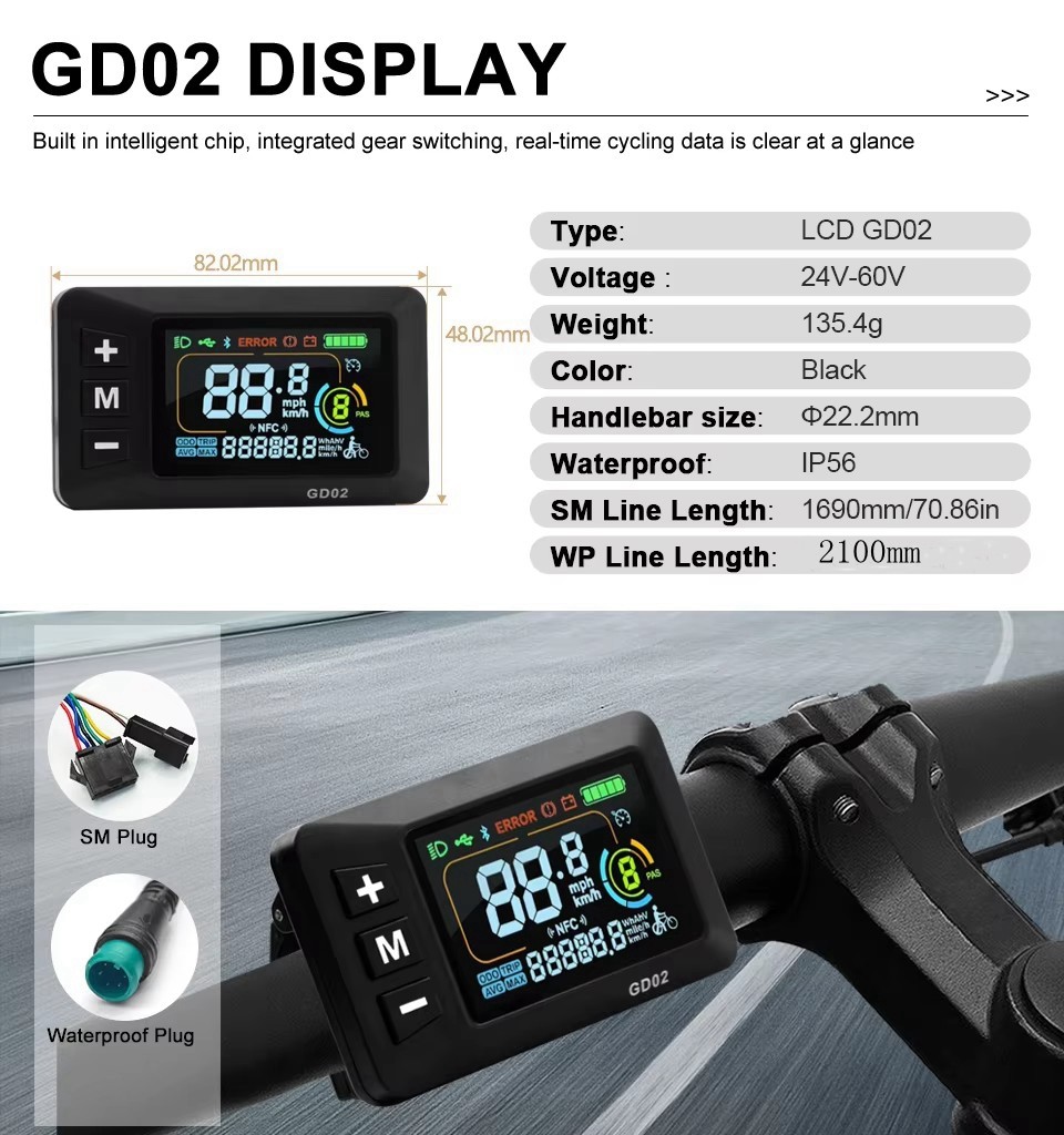 24/36/48/60V E-Bike Colorful Display SM&WP Plug LCD Meter Control Panel Display