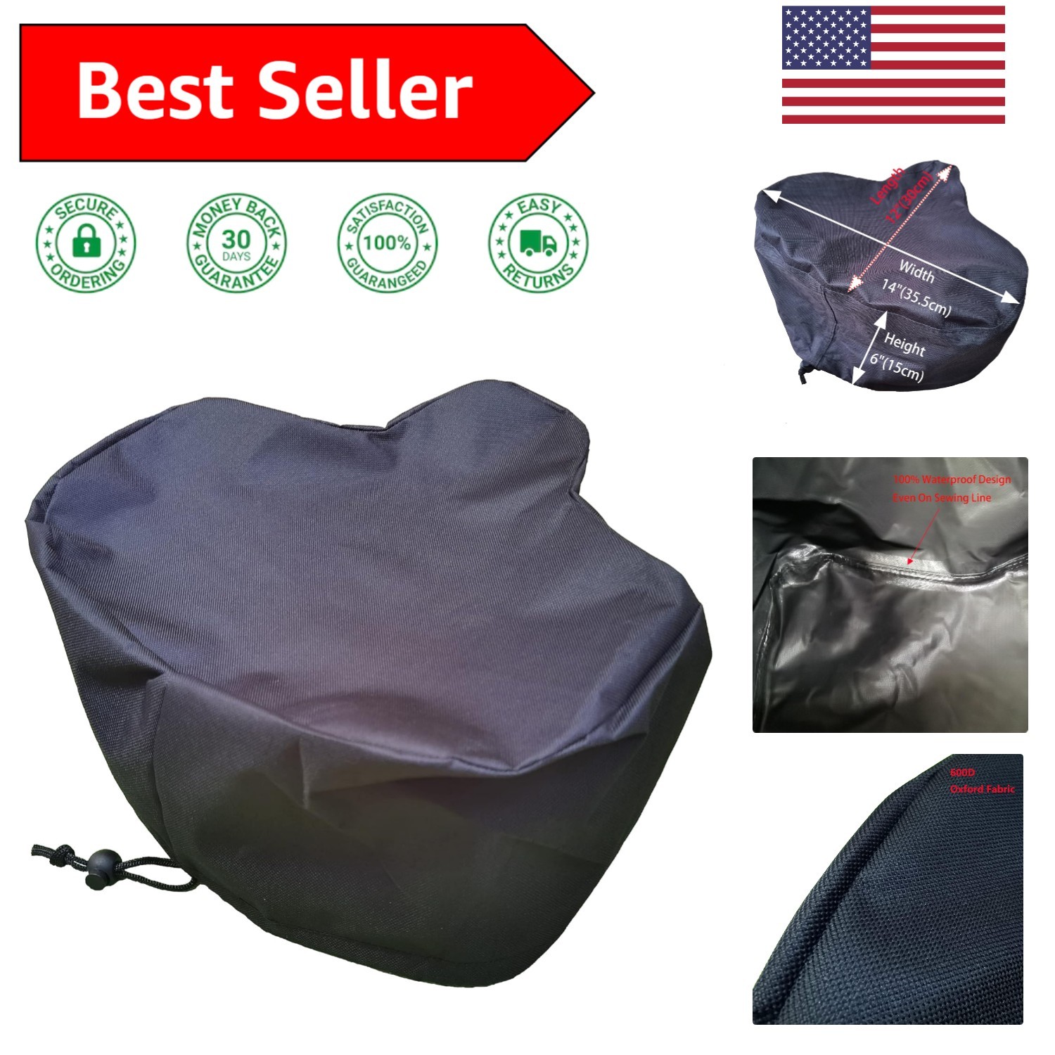 Universal Fit Oversized Bike Saddle Cover – Heavy Duty & UV Resistant, 12″ x 14″