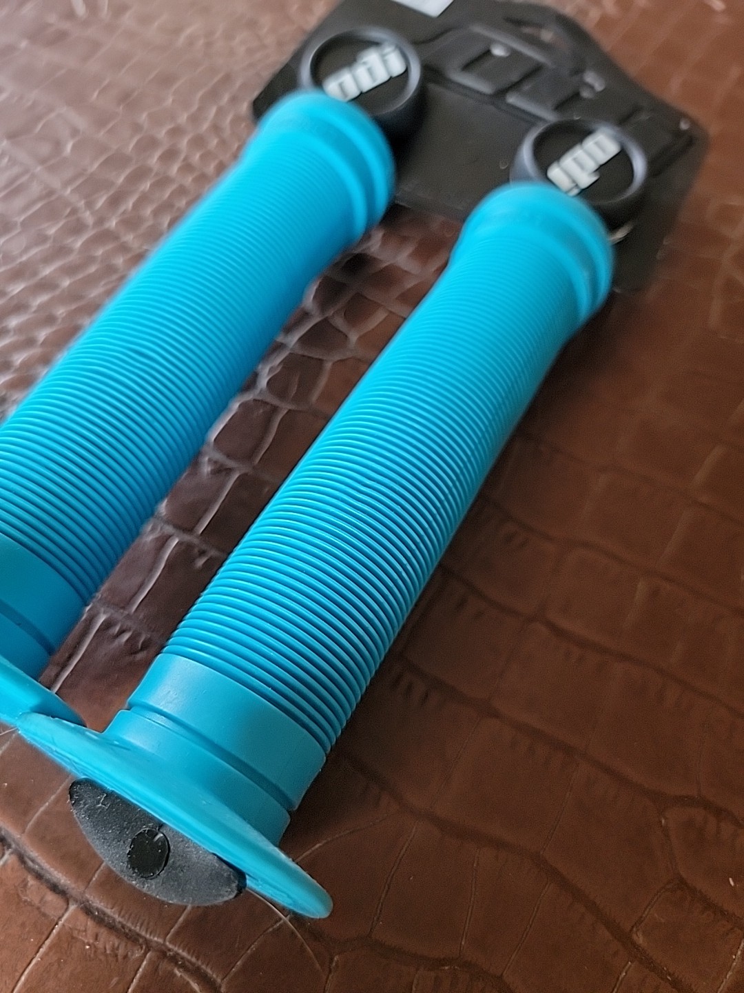 ODI Soft Flanged TEAL Blue Longneck Grips Softies BMX Bikes / Scooters 143mm
