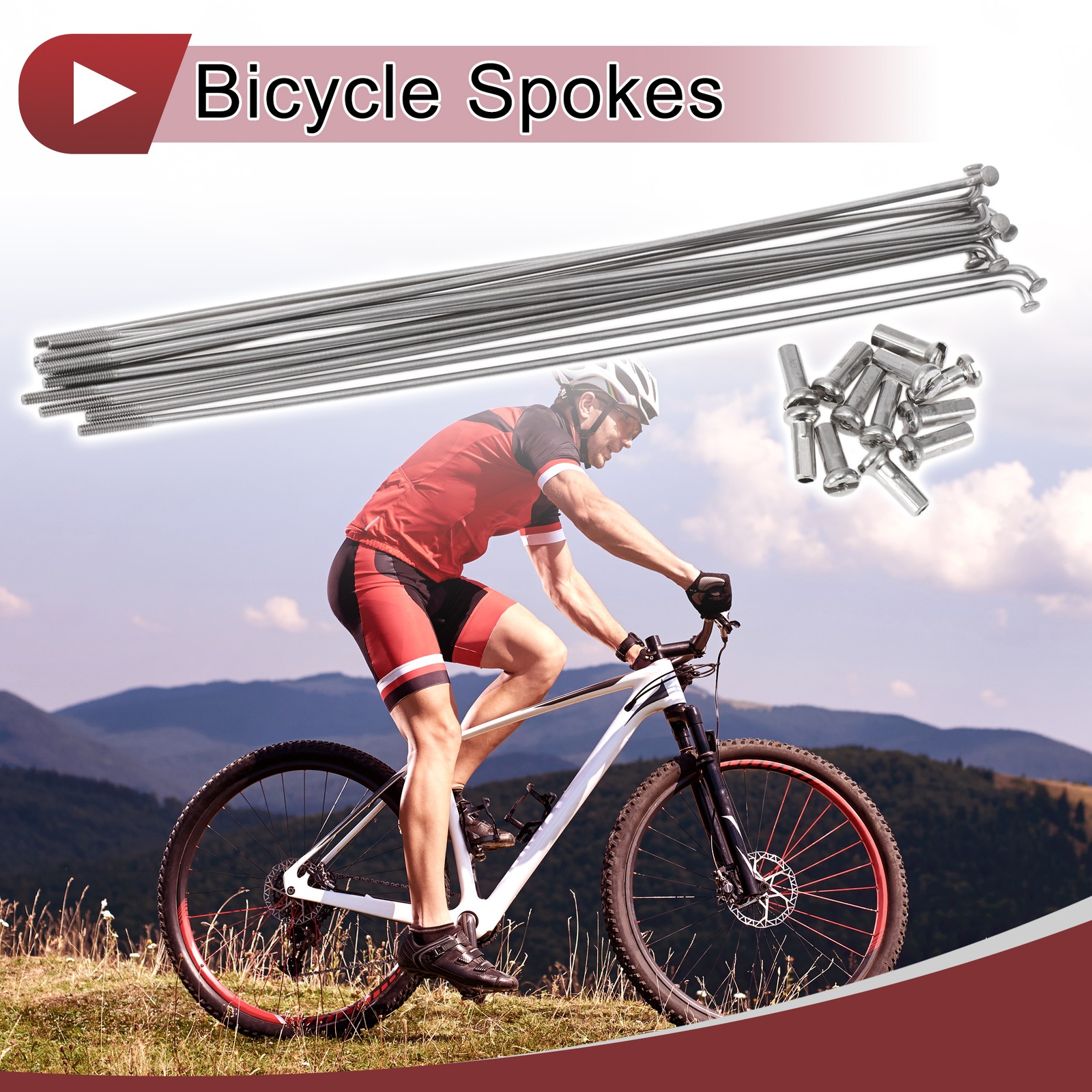 12 Set 14G Bicycle Spokes 185mm Bike Wheel Spokes 304 Stainless Steel Universal