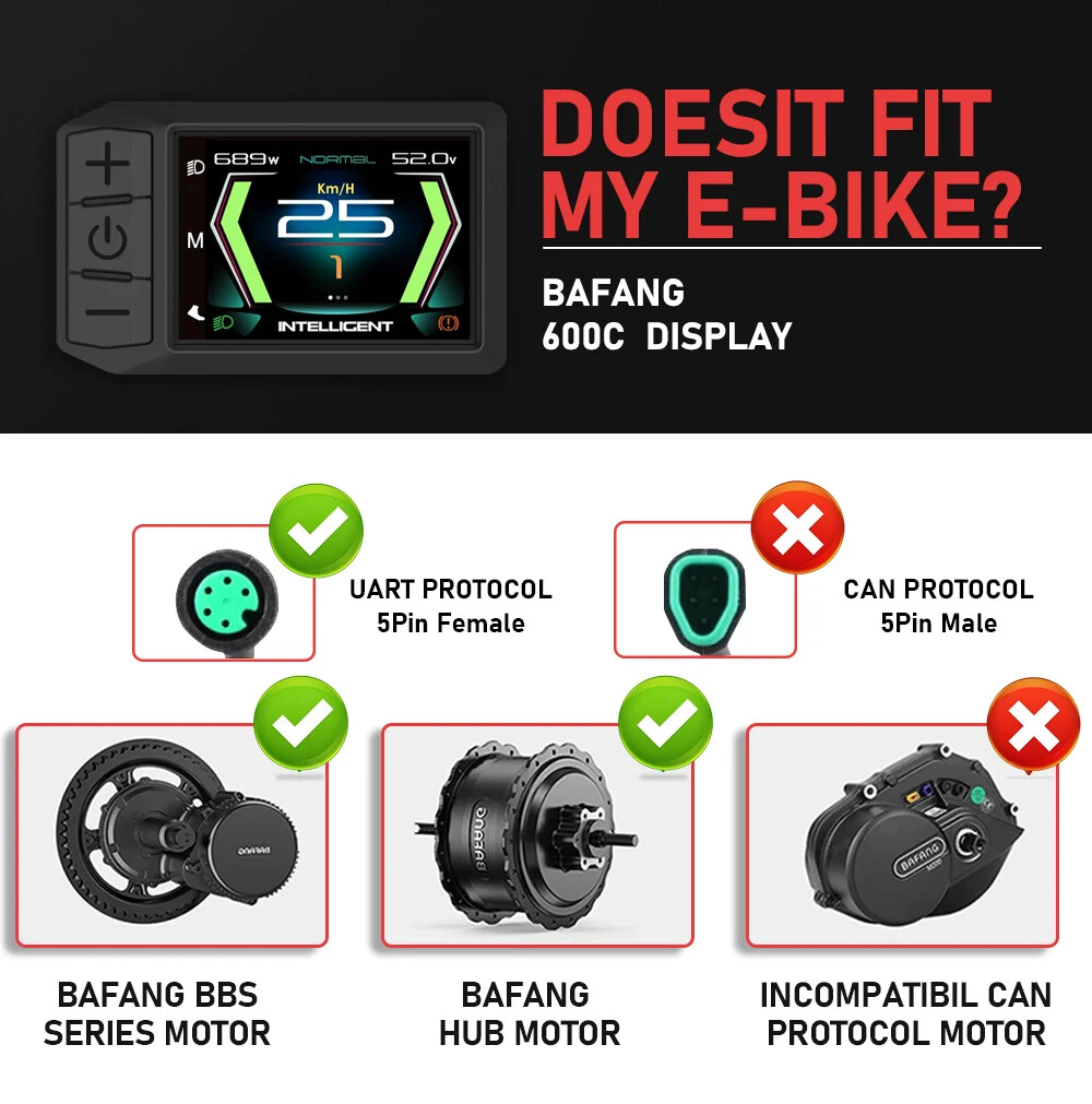 E-bike Display LCD 600C Bluetooth Navigation Multilingual eBike Computer 9 PAS