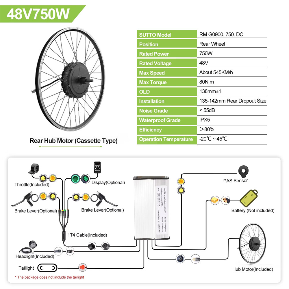 Bafang 48V 750W Rear Hub Motor Electric Bicycle Conversion Kit 26in 27.5in 700C