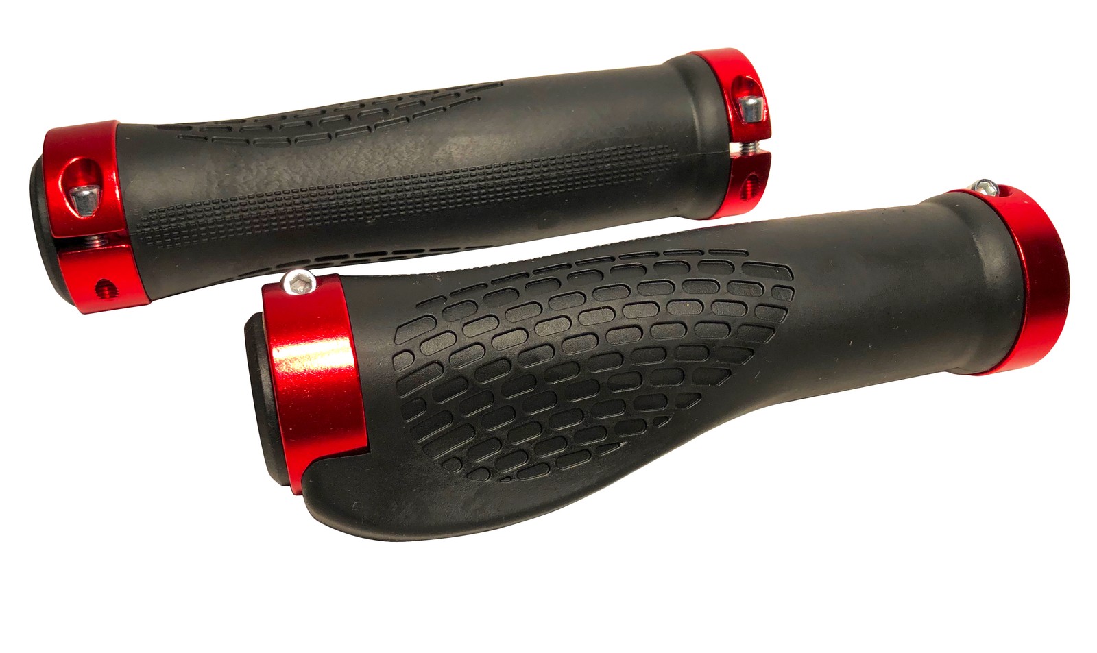 Lock on Red Ergonomic Bike Grips for MTB BMX Handlebar Grips with End Caps