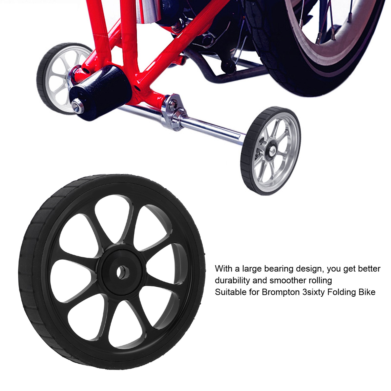 Aluminum Folding Bike Easy Wheel 82mm For Brompton/3sixty (Black)