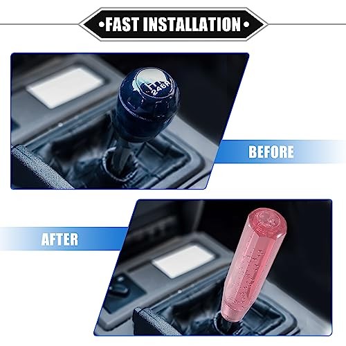 Gear Shift Knob Stick, 20cm Faux Crystal Transparent Bubble Gear Shifter Pink