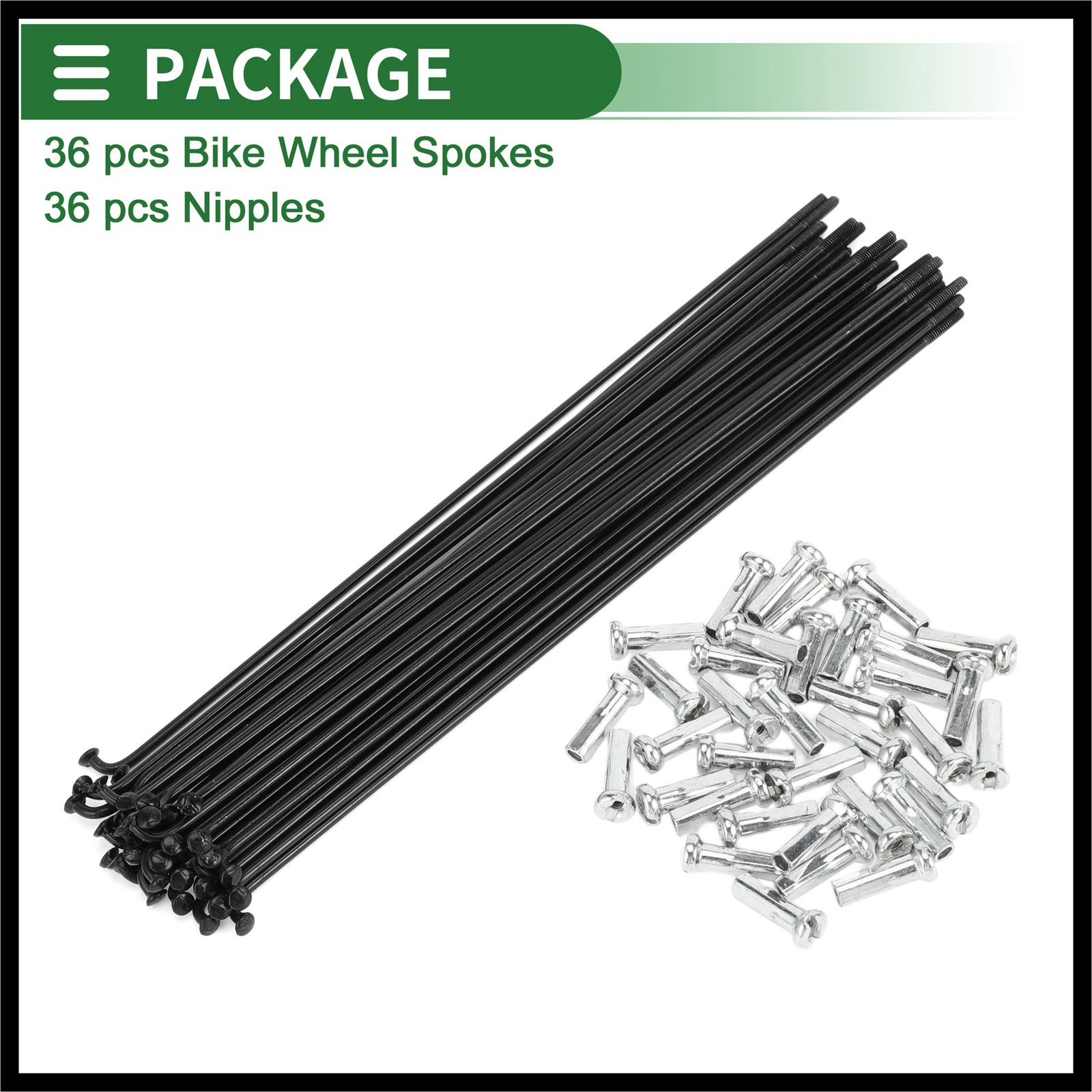 1Set 14G 225mm Length Bicycle Spokes Nipple Carbon Steel Black Universal