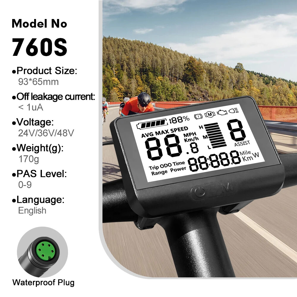 760S Electric Bicycle LCD Display for BBS01B/BBS02B/BBSHD Mid Motor CAN Protocol
