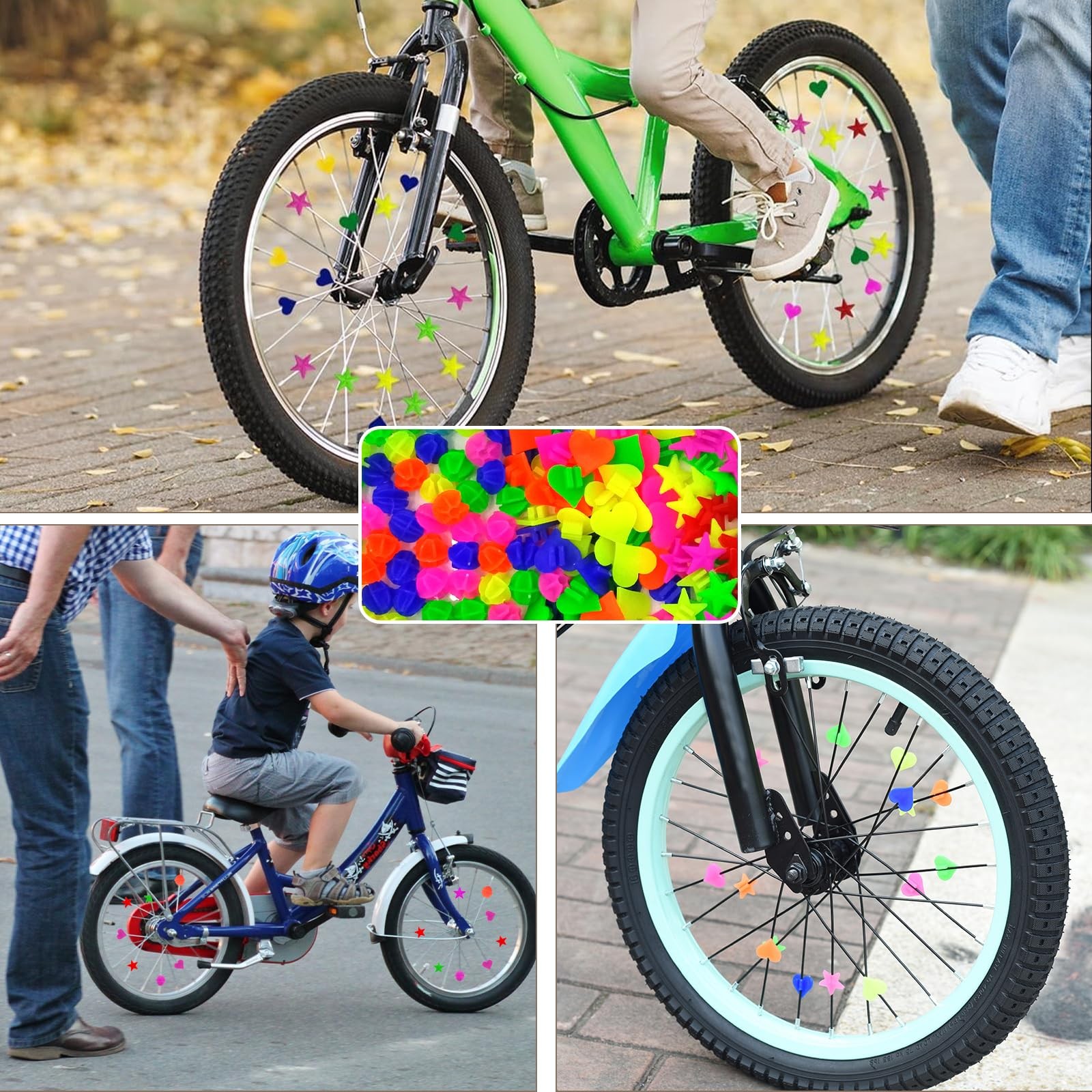 315 Pcs Bike Wheel Spoke Beads Assorted Colors 3 Shapes