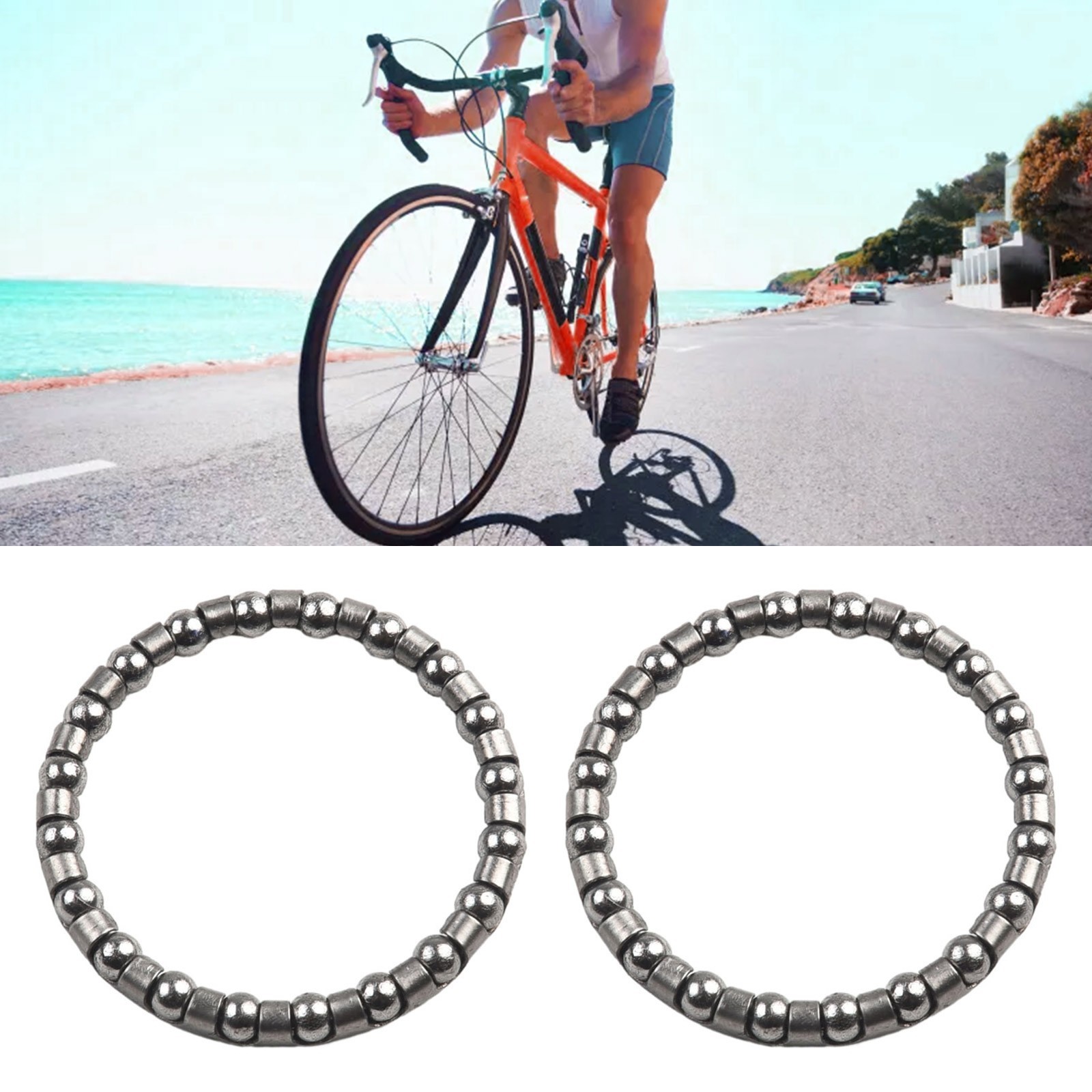 2Pcs 5/32 Bicycle Headset Caged Ball Bearing Set For MTB Bike Cycling 20 Balls
