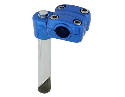 VINTAGE 4″ LONG ALLOY BMX STYLE BICYCLE STEM (QUILL DIAMETER 22.2MM) IN BLUE.
