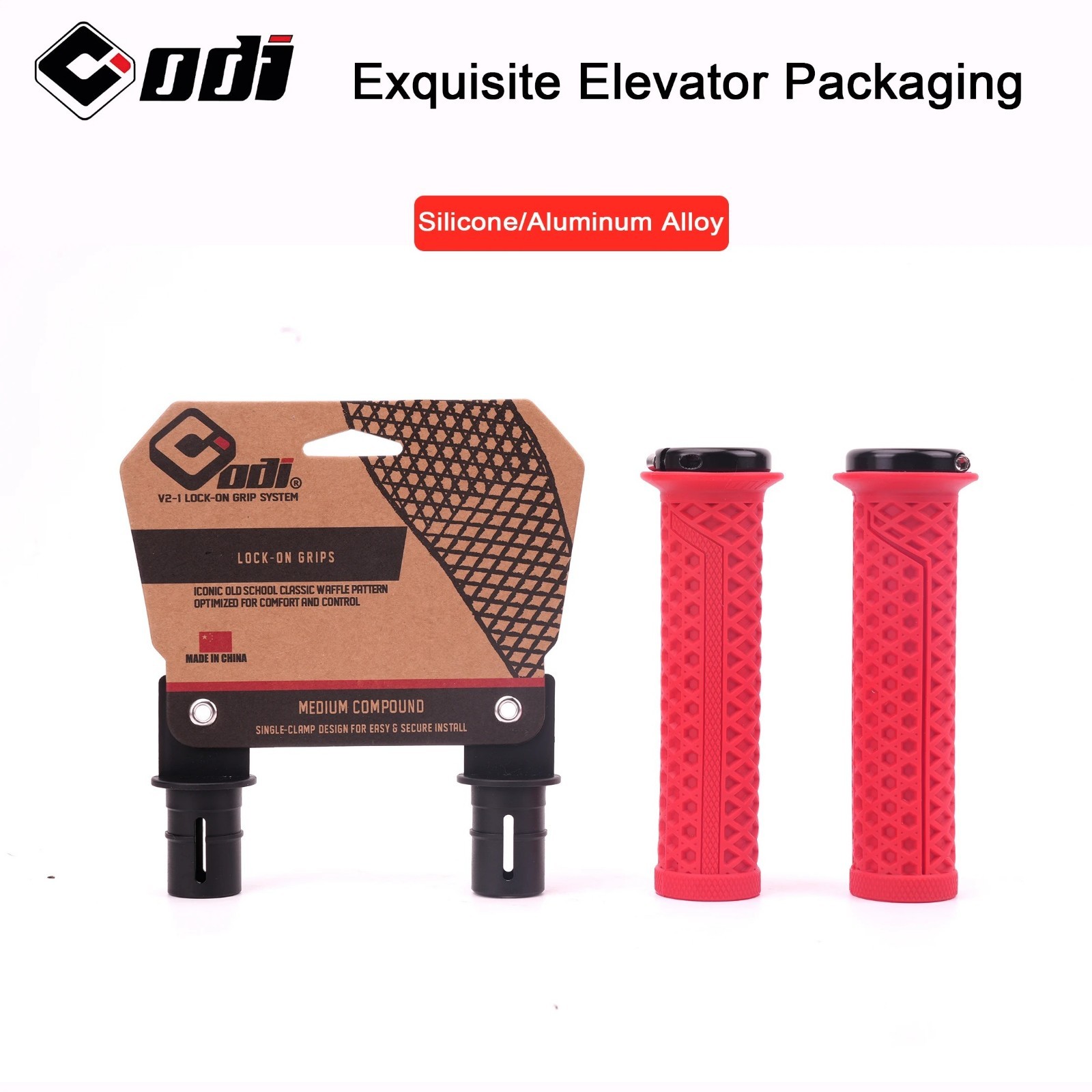 ODI VS-21 MTB Handlebar Grips Lock-On Silicone Waffle Pattern Anti-Slip 130mm