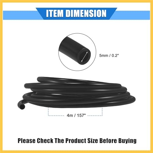 Fuel Vent Line Hose, 0.2″x157″ 5mm x 4m Gas Line Petrol Hose Tube Universal