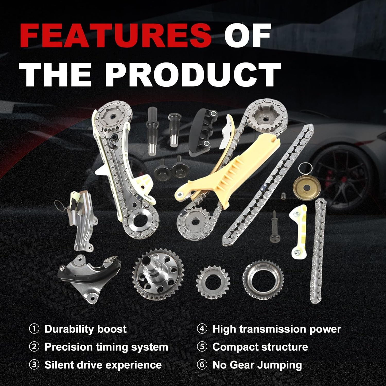 Engine Timing Chain Kit 4.0L Fit for Mustang, 2005-2006 7pcs Sprocket