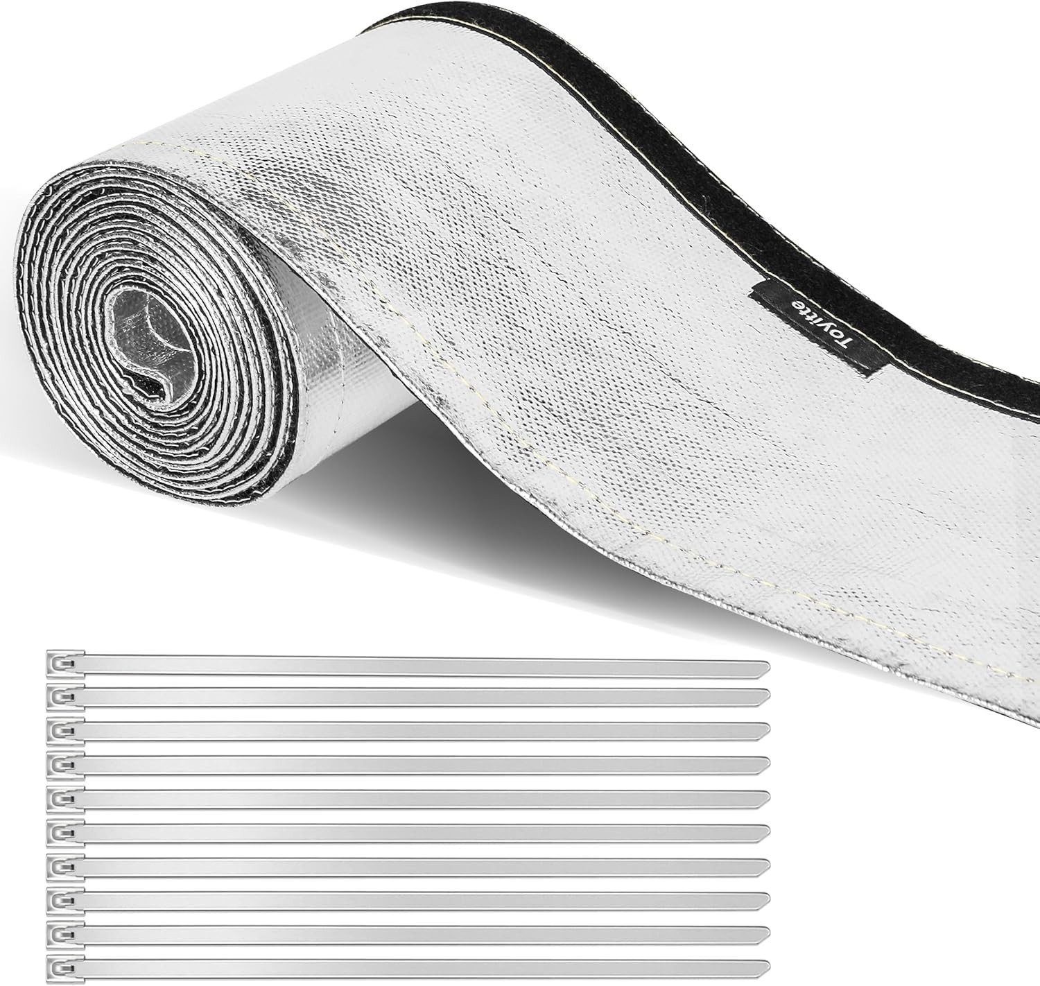 Heat Shield Aluminized Heat Shroud Sleeve w/ Hook Loop Closure 1/2″ I.D. x 10FT