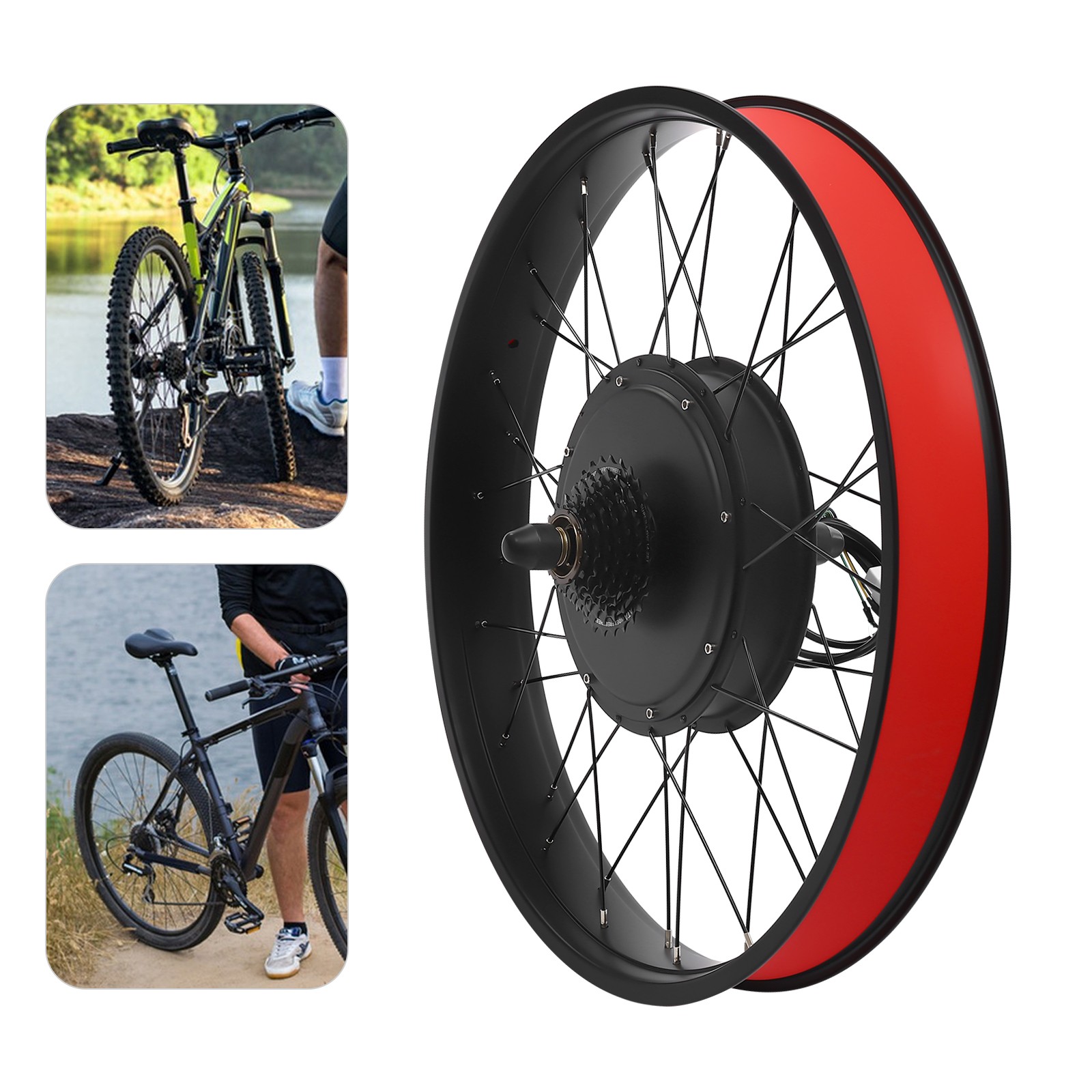 26″ Fat Tire Electric Bicycle Motor E-Bike Rear Wheel LCD Conversion Kit 48V 1KW