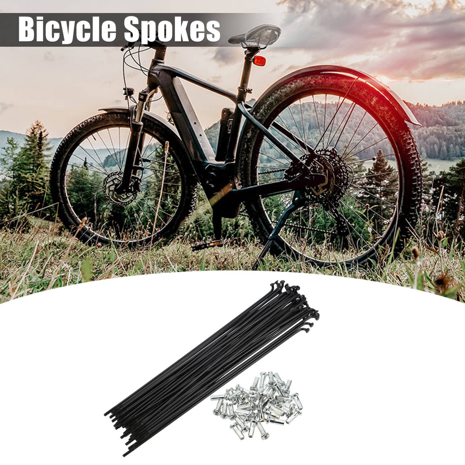 40 Pcs 14G J Bend 168mm x 2mm Bike Bicycle Spokes with Nipples Steel Black