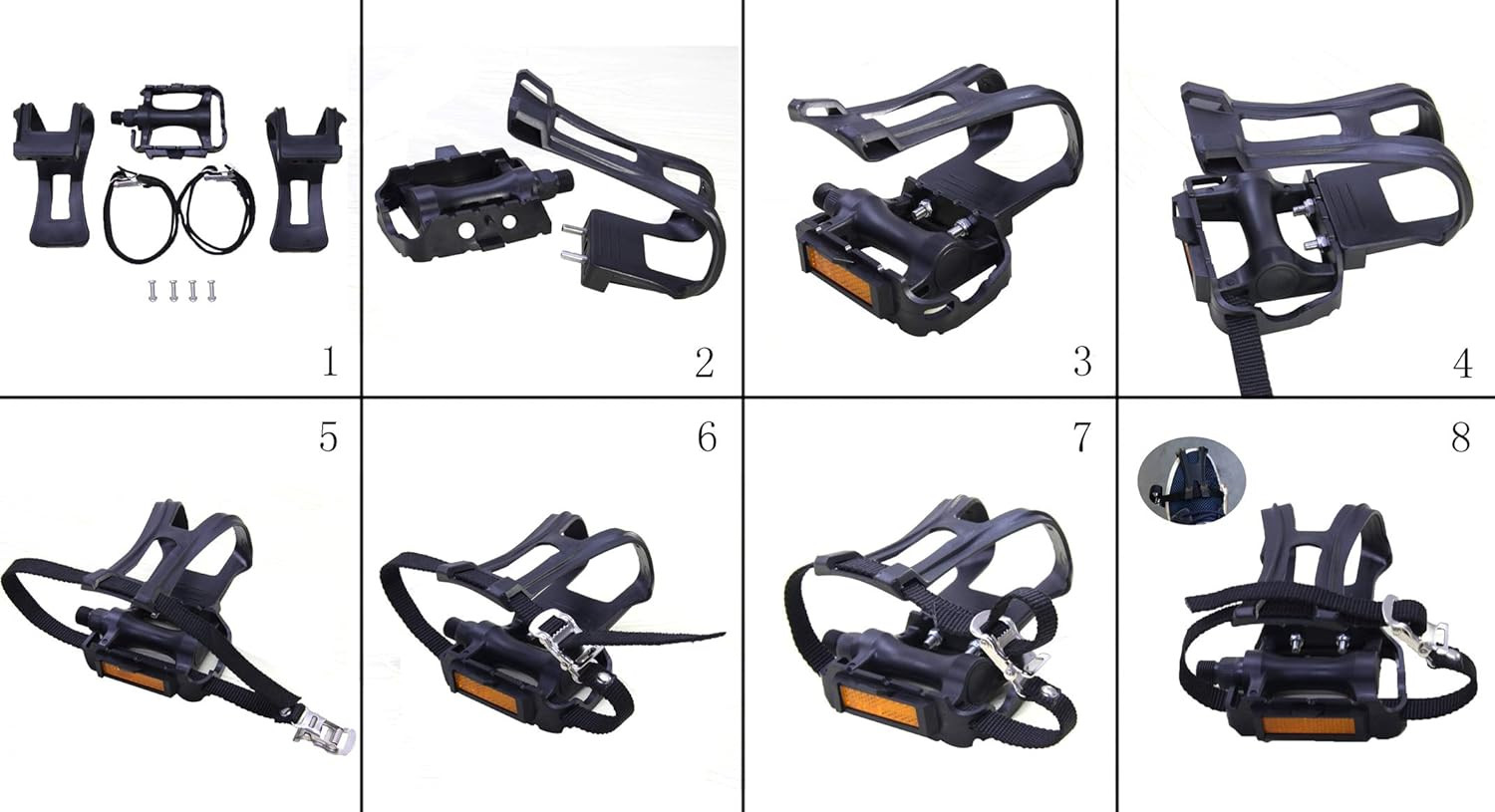 Bike Pedal Toe Clips Straps Nylon MTB Road Bicycle Foot Cage Universal Fit