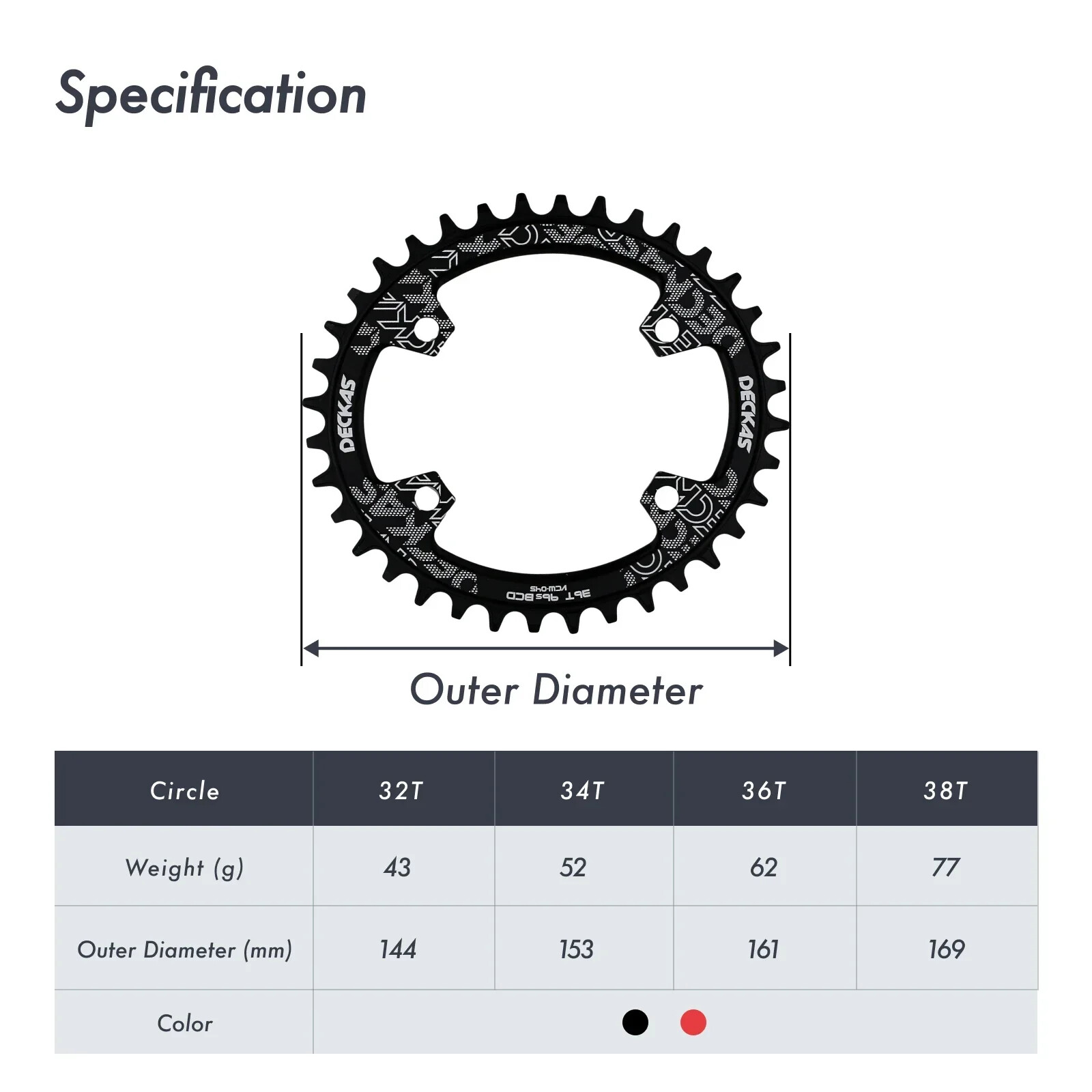 Deckas Bike Chainring Oval 32T-38T 96BCD Asymmetrical for M7000 M8000 M9000