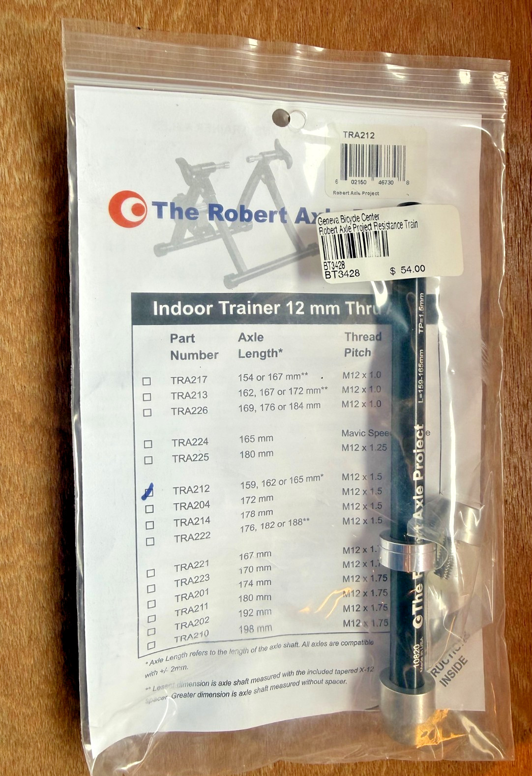 Robert Axle Project Indoor Trainer Thru Axle TR212 FREE SHIPPING