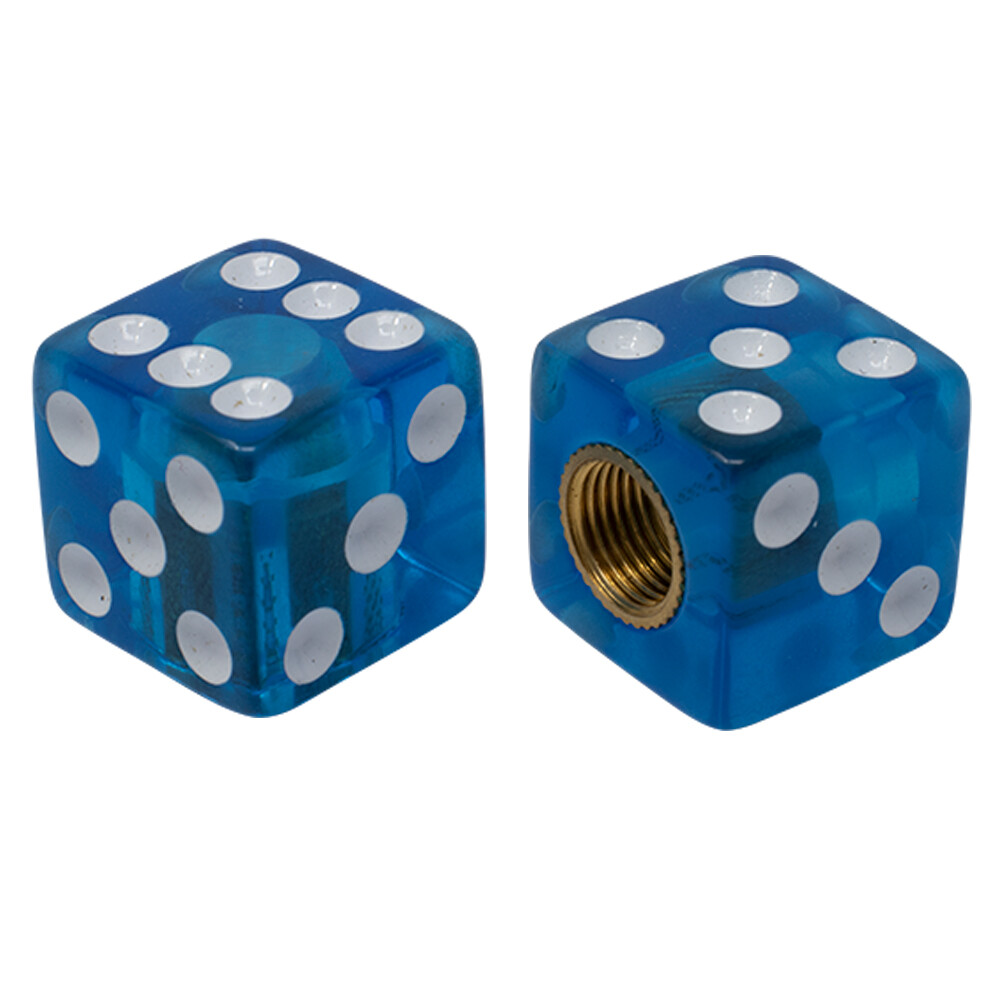PRO+ DICE VALVE CAPS SCHRADER VALVE CLEAR BLUE
