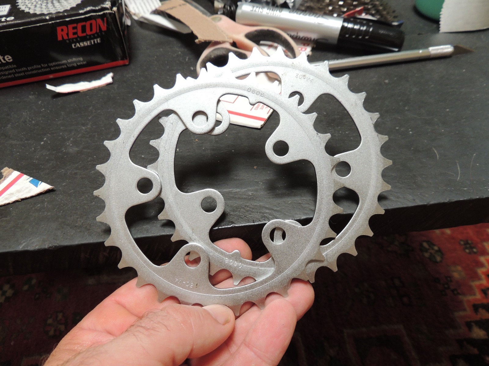 TWO Vintage Chainrings 74mm bcd 30t Stainless Steel Sram Shimano MTB ROAD