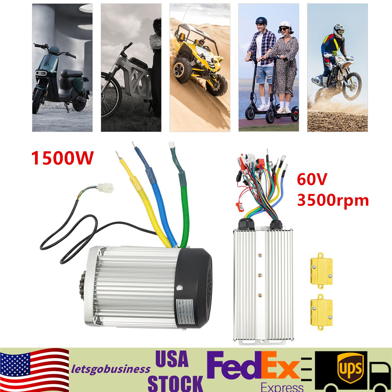 1500W 60V Permanent DC Motor Kit with Controller 65A For Electric Scooter E-bike