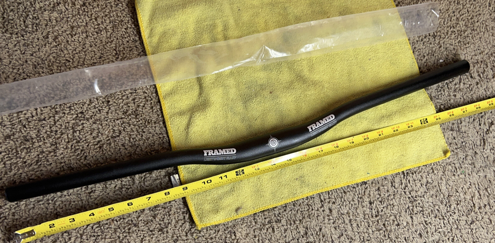New FRAMED 9 Degree Sweep Mtn Bike Handlebars Bars 710mm Light Black 28” Wide