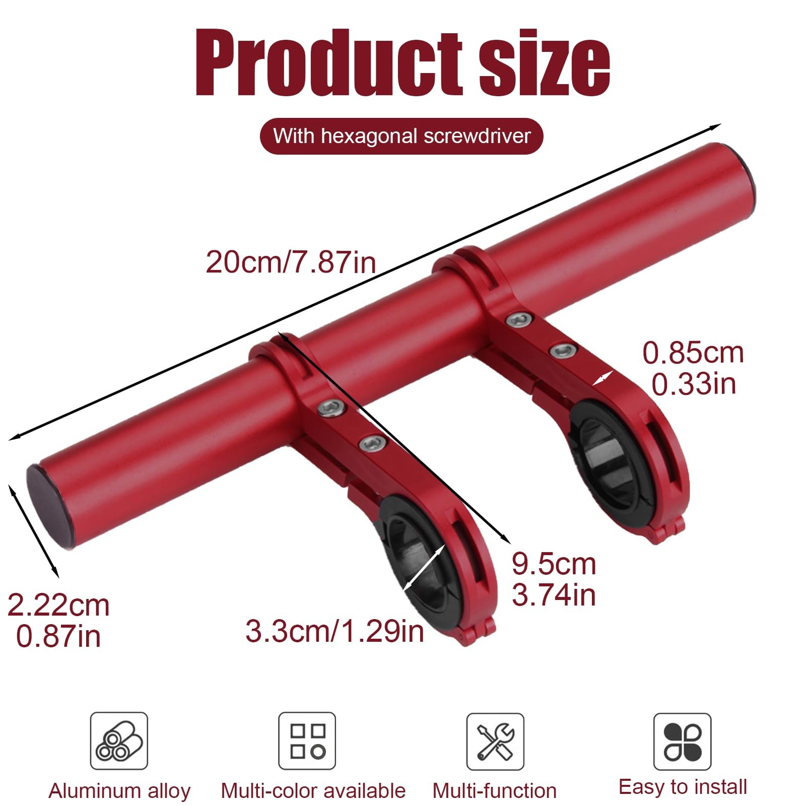 20cm Professional Handlebar Extension Frame Bike Extend Bracket Red