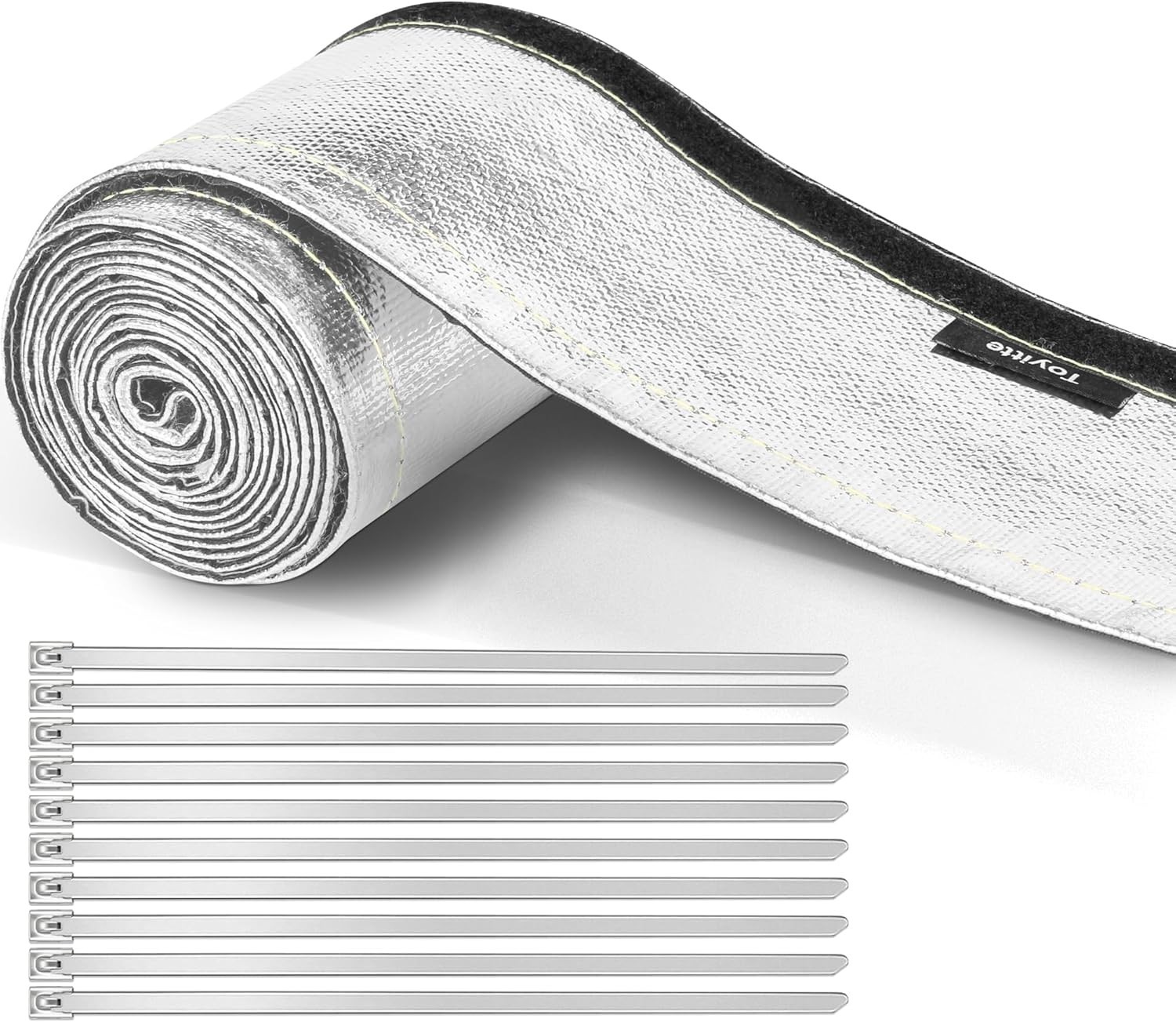 Heat Shield Aluminized Heat Shroud Sleeve w/ Hook Loop Closure 1/2″ I.D. x 10FT