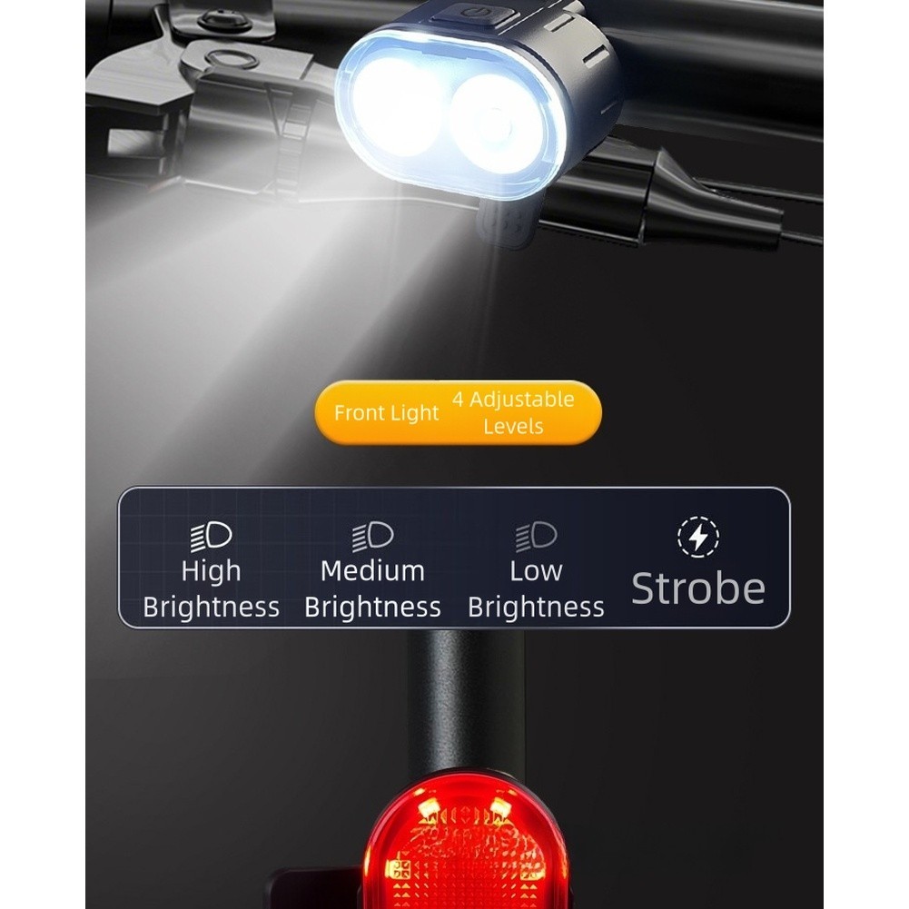 Rechargeable Bicycle Light Set USB Charging Waterproof Front Rear LED Lights