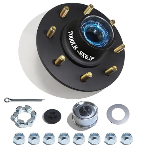 1 Sets 7000lbs Trailer Hub Kits 8 Bolt 6.5,Trailer Axle 8 Bolt 6.5 Trailer Hub